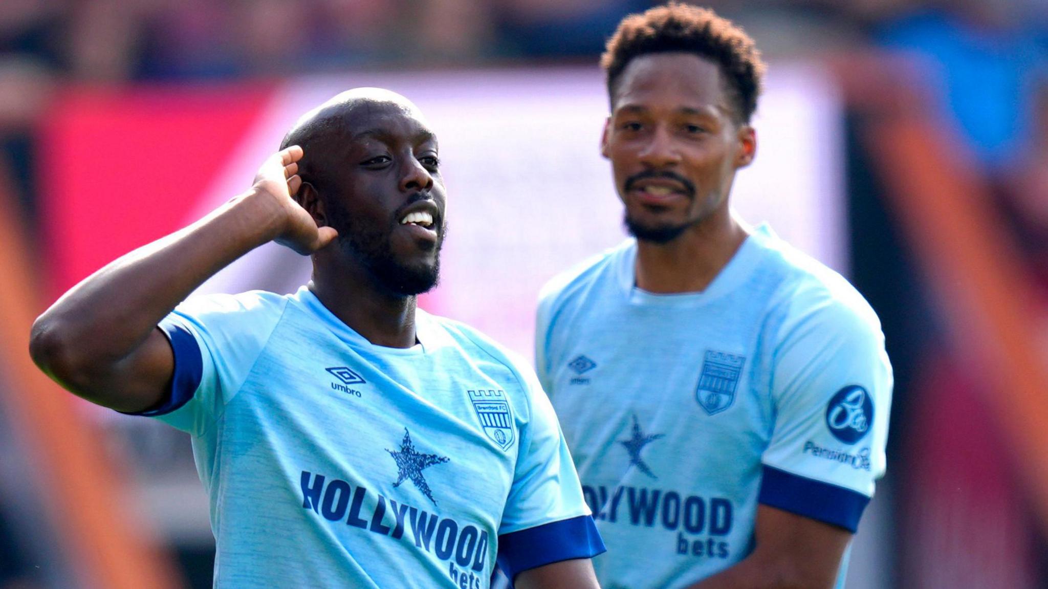 Yoane Wissa celebrates scoring for Brentford