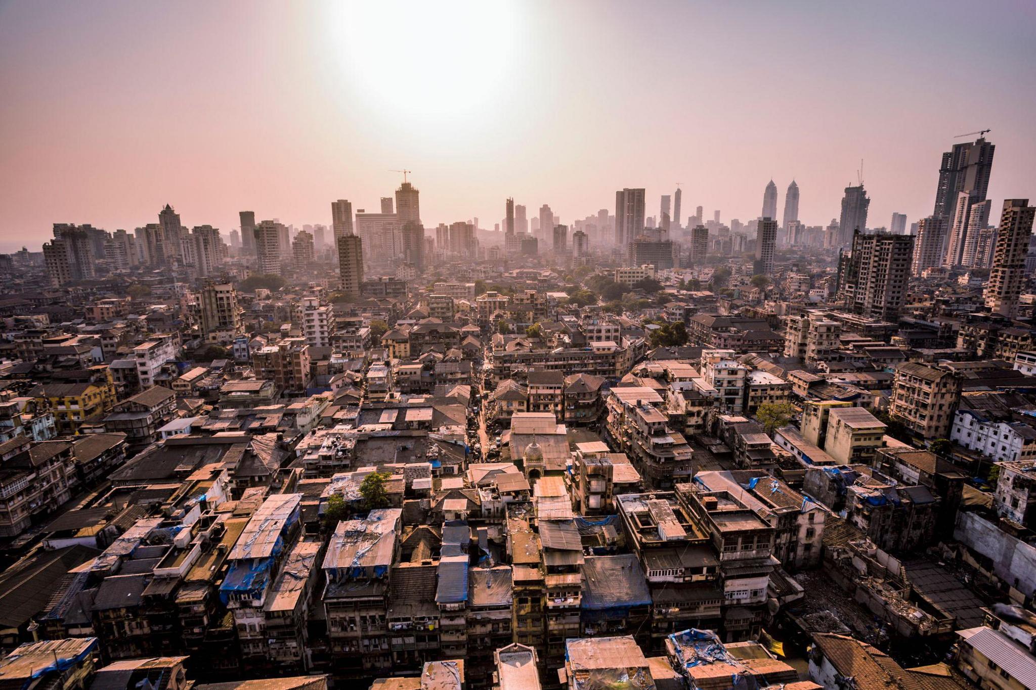 Mumbai, India - March 25, 2017: High angle view on Mumbai city at Grand Road Station in day time.