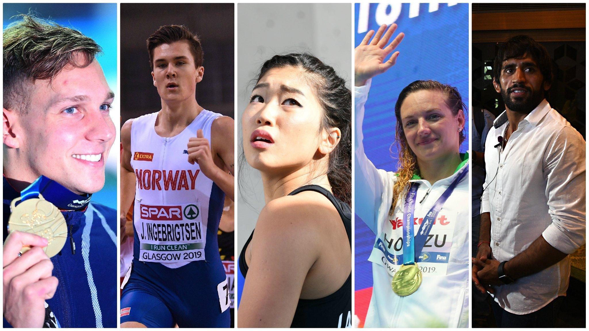 Caeleb Dressel, Jakob Ingebrigtsen, Miho Nonaka, Katinka Hosszu, and Bajrang Punia