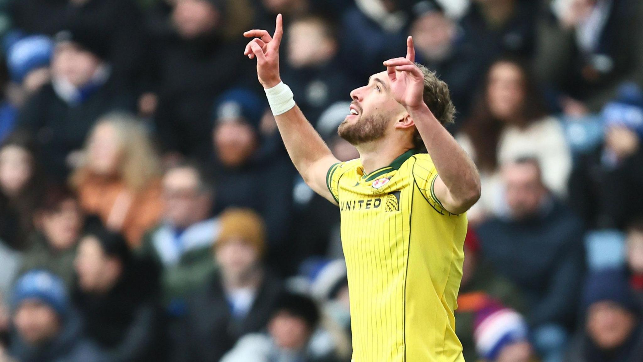 Wrexham striker Sam Smith celebrates