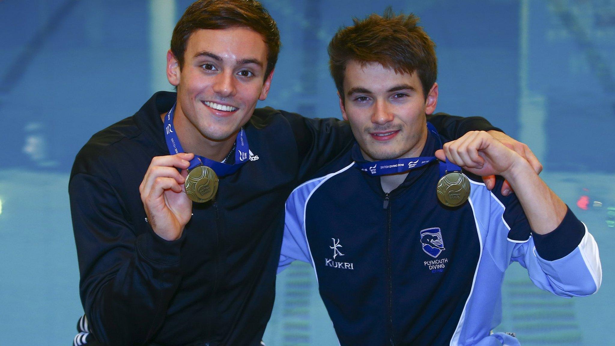 Tom Daley (left) with Daniel Goodfellow at the National Diving Cup