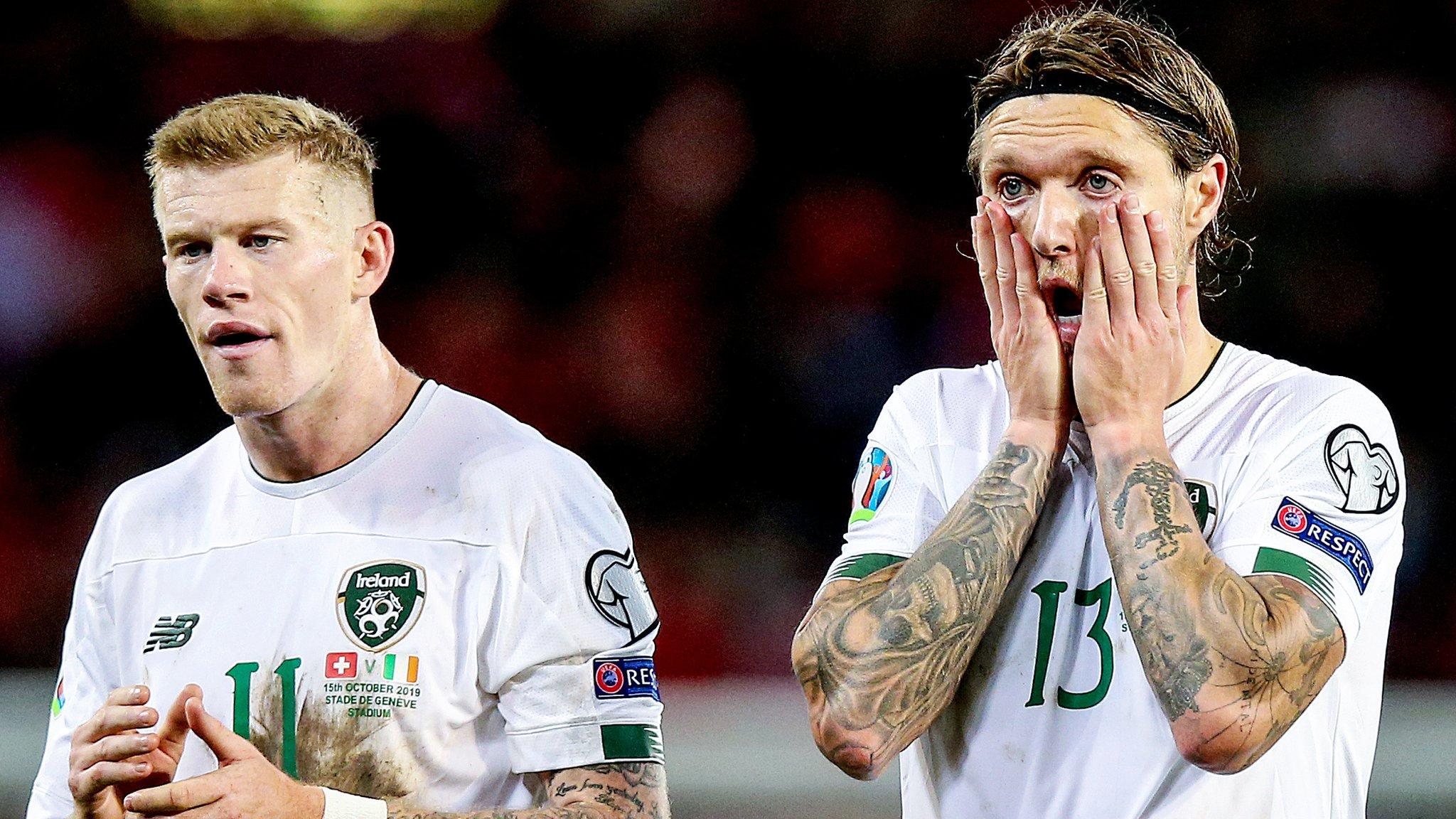 James McClean and Jeff Hendrick show their disappointment after the Republic of Ireland's defeat