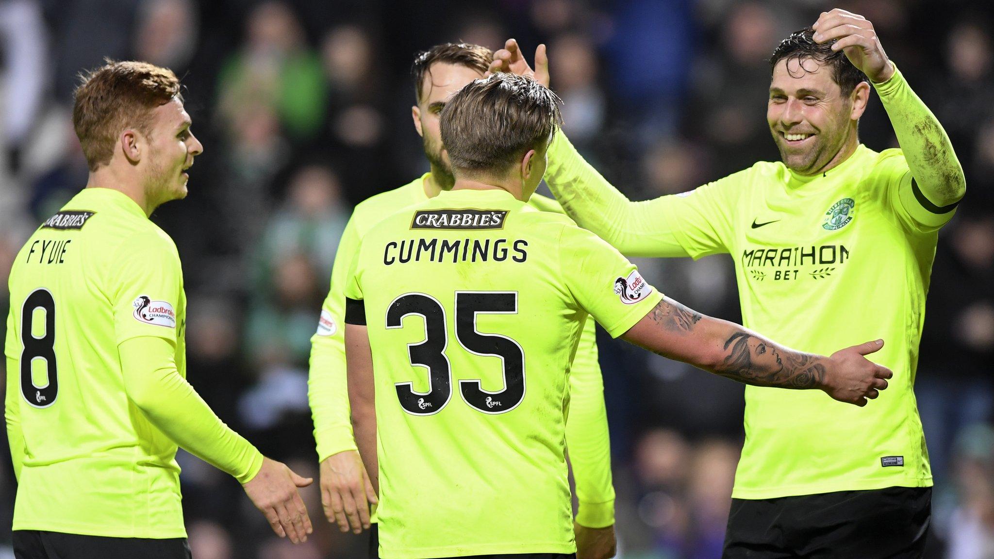 Hibernian players celebrate