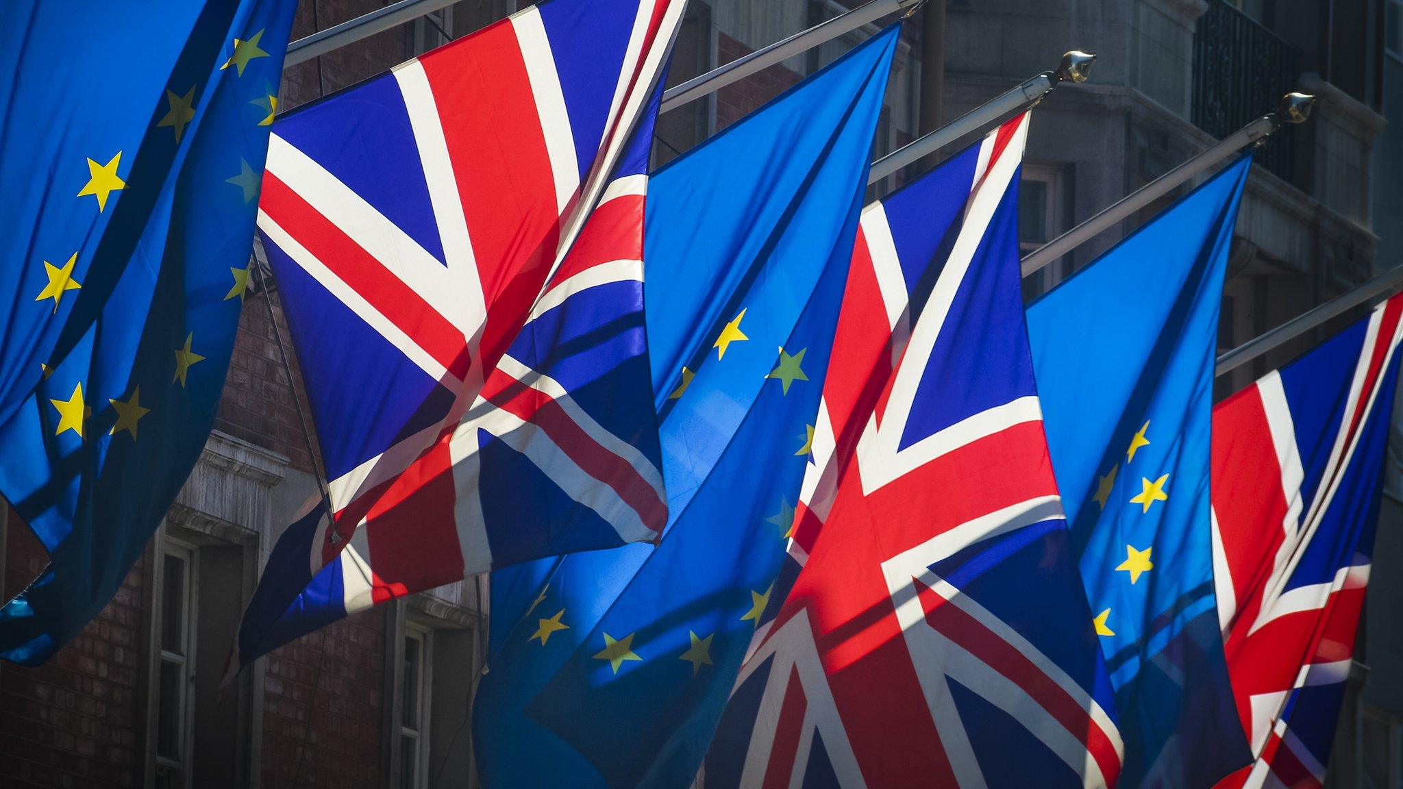 EU and Union Jack flags