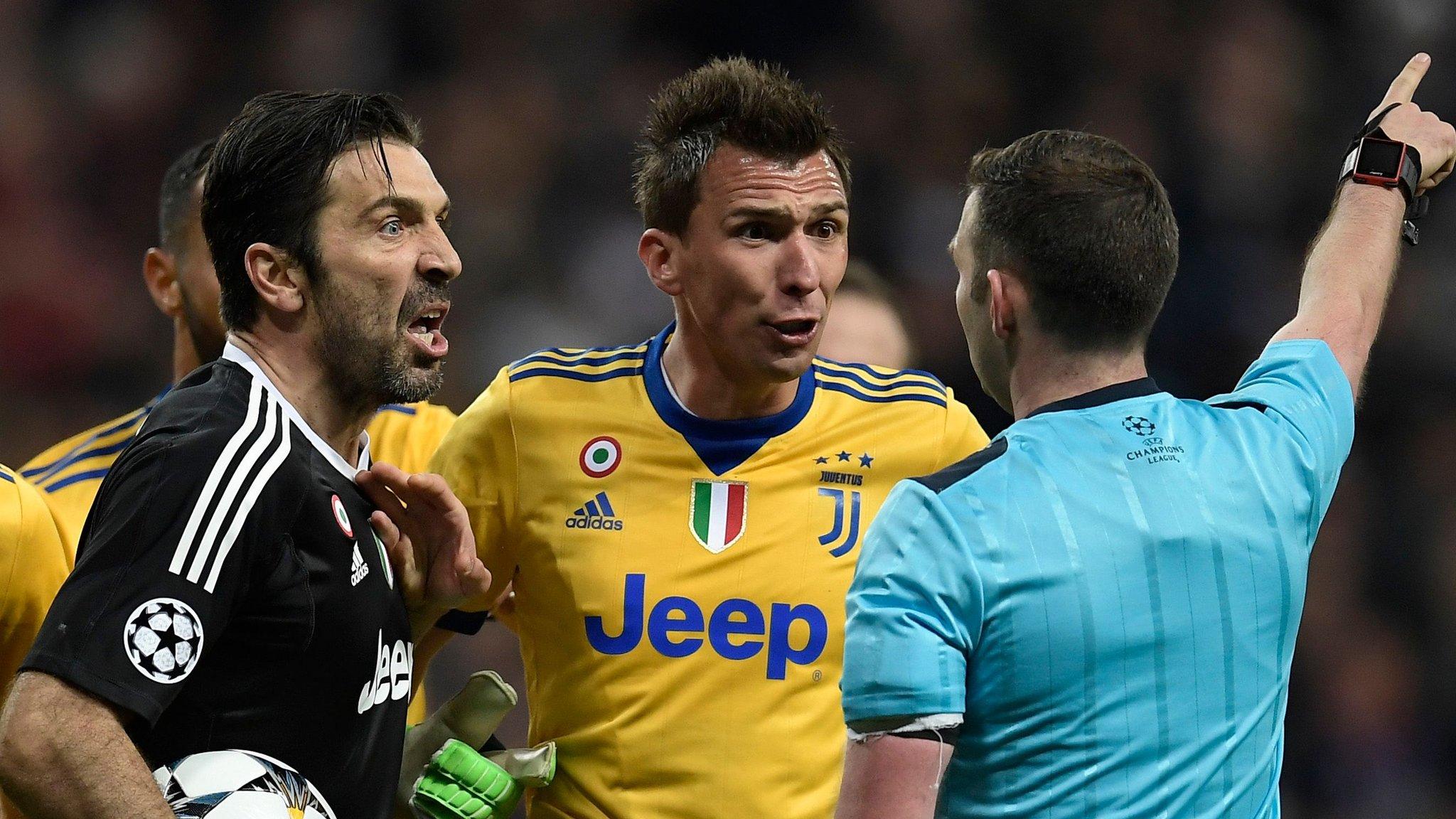 Juventus keeper Gianluigi Buffon (left) was sent off against Real Madrid