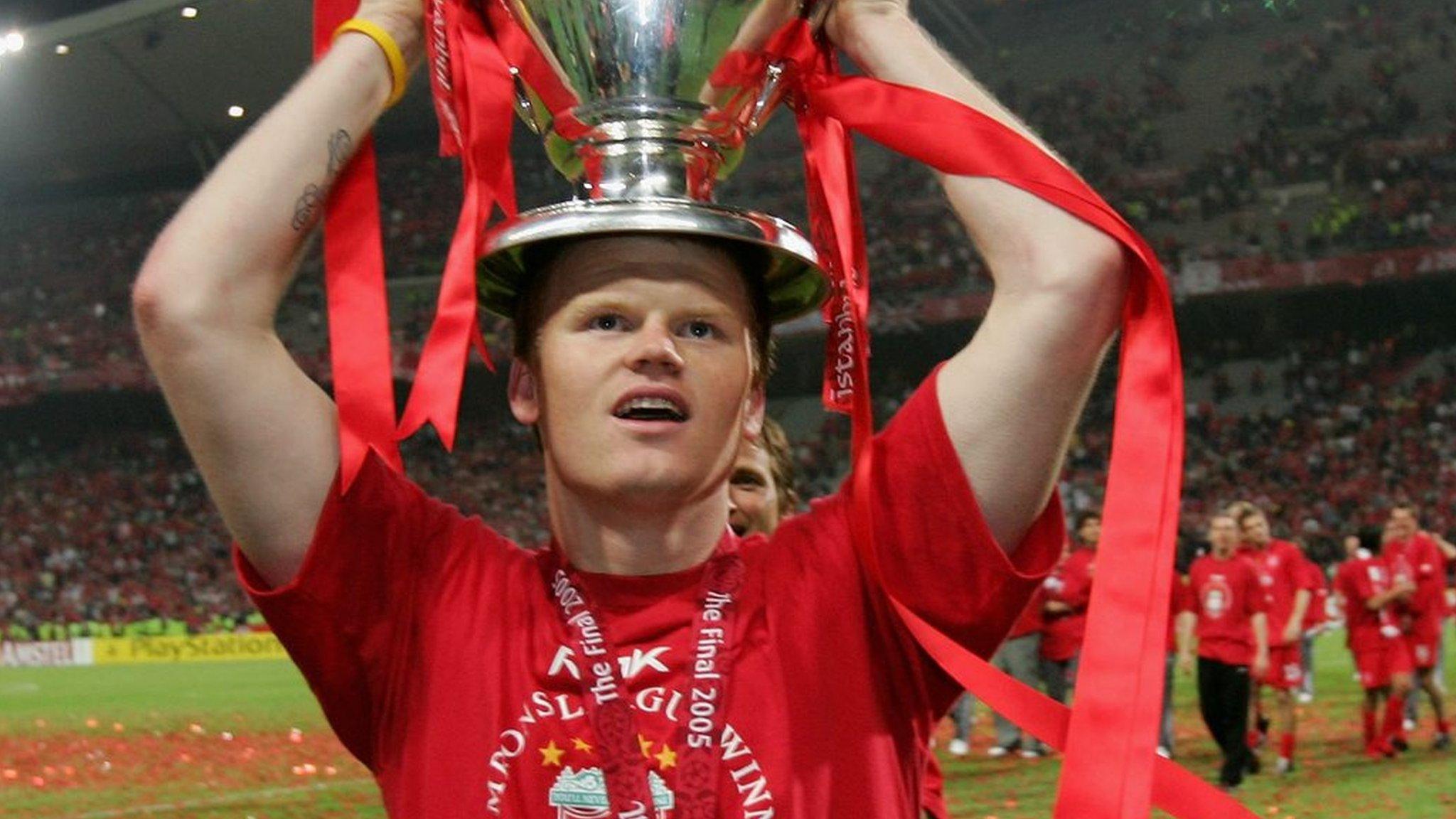 John Arne Riise lifts the European Cup in 2005