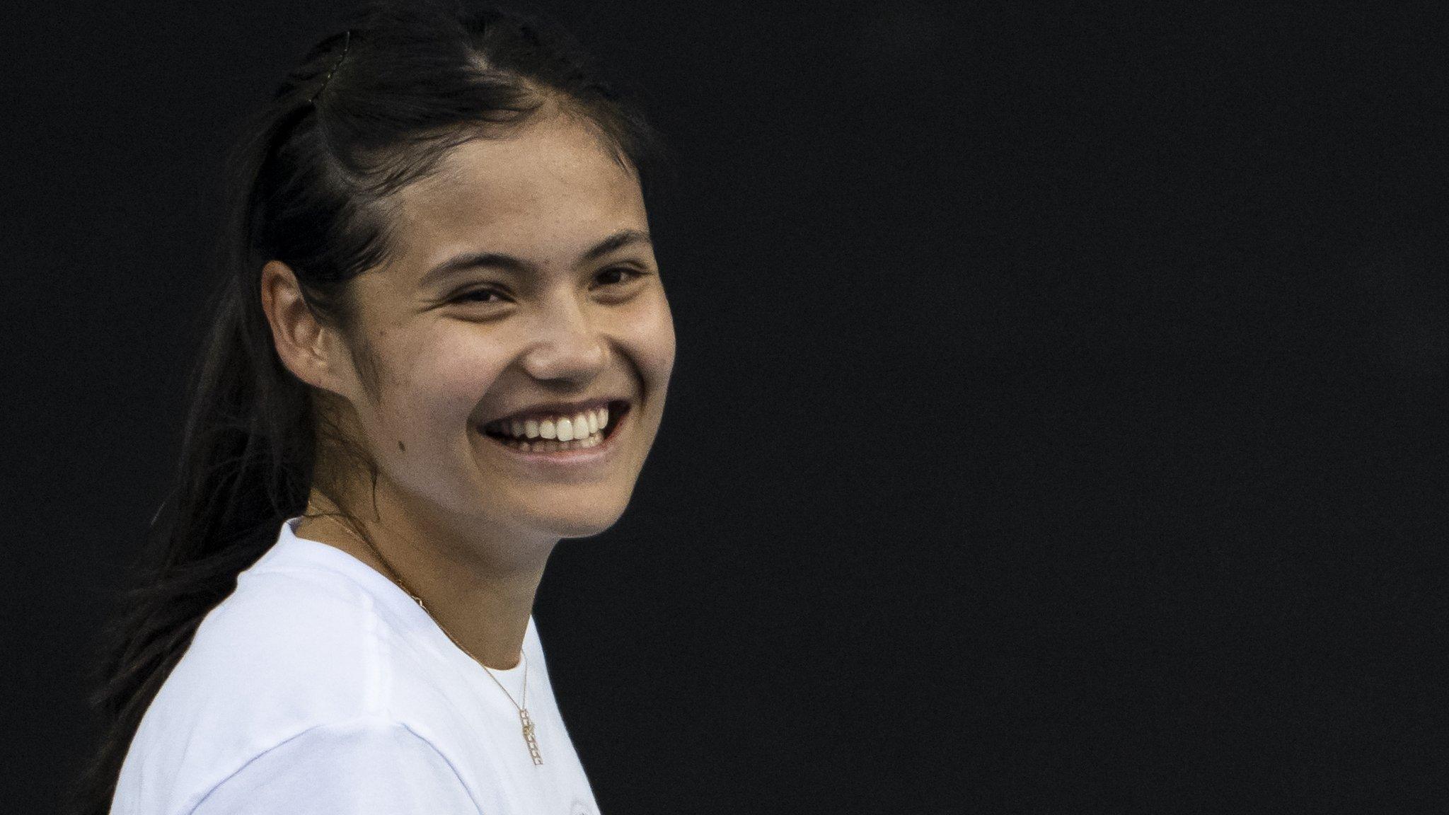 Emma Raducanu practises in Melbourne before the Australian Open