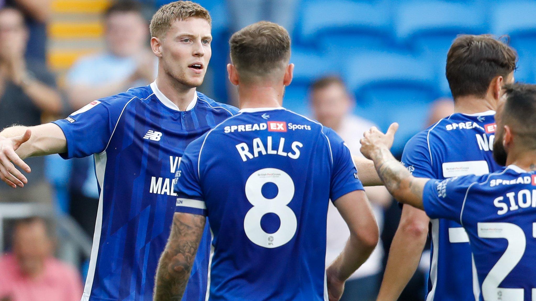 Mark McGuinness celebrates scoring for Cardiff