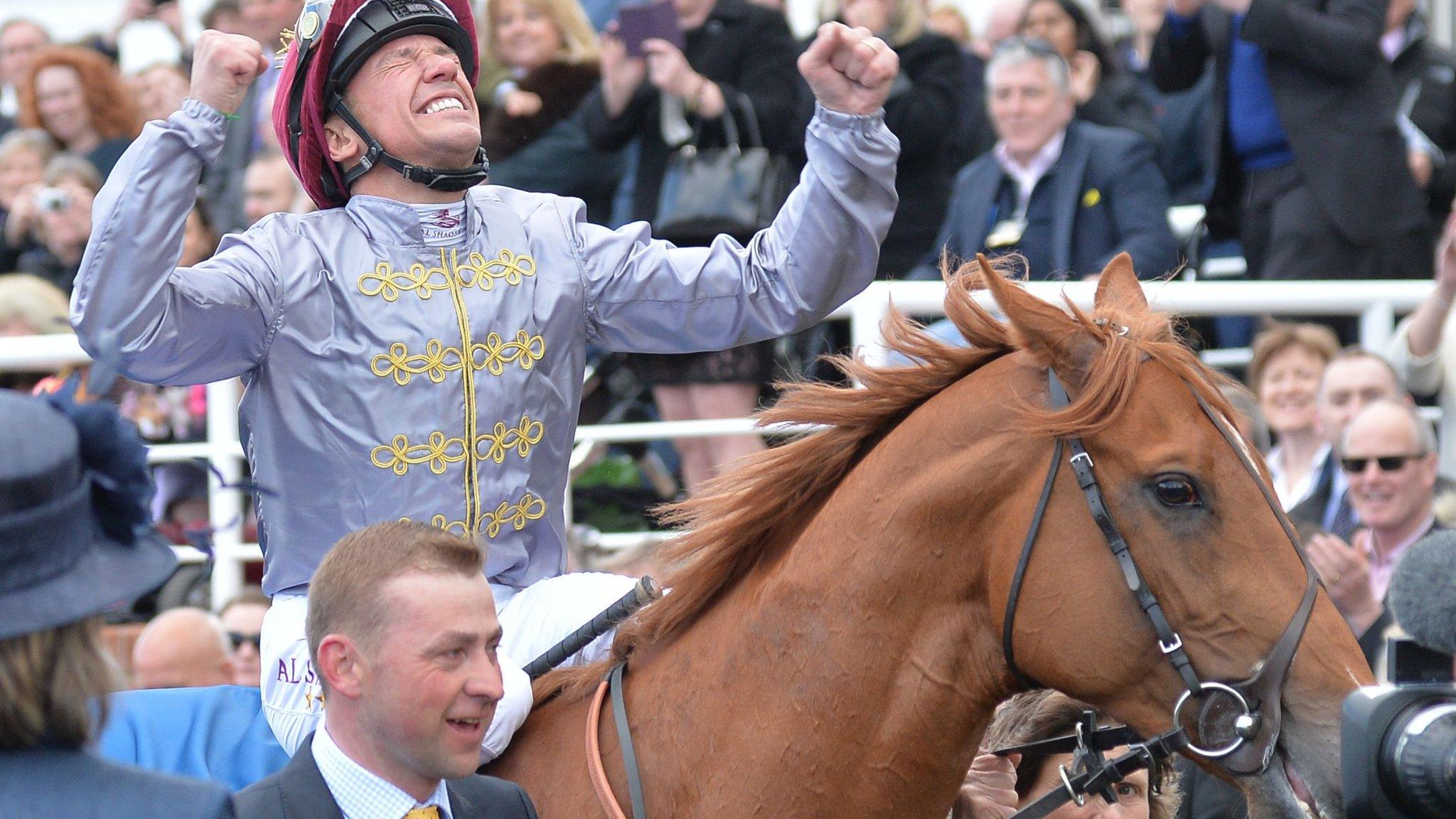 Frankie Dettori celebrates his 2000 Guineas win on Galileo Gold