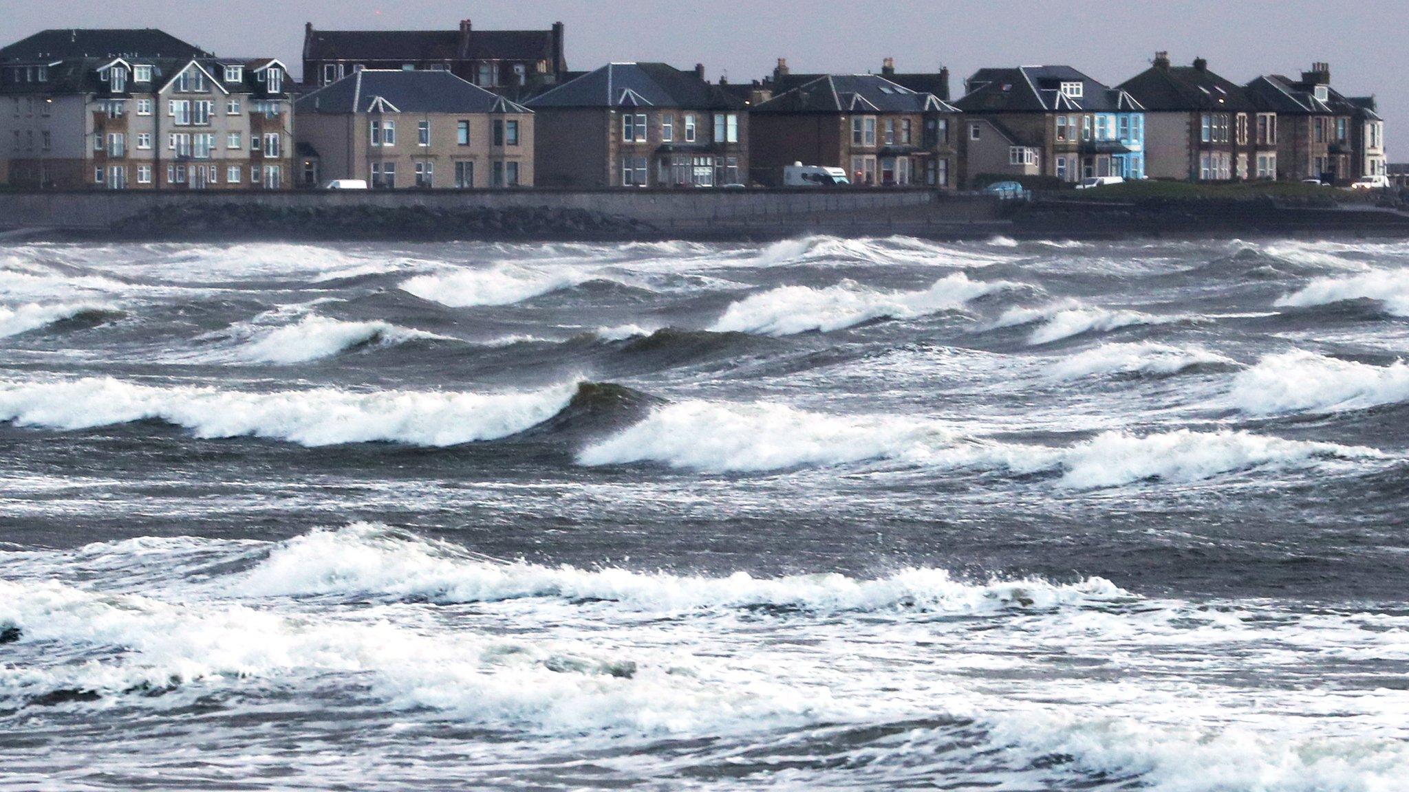 Strong waves at Ardrossan, Ayrshire, ahead of the arrival of Storm Barbara on 23 December 2016