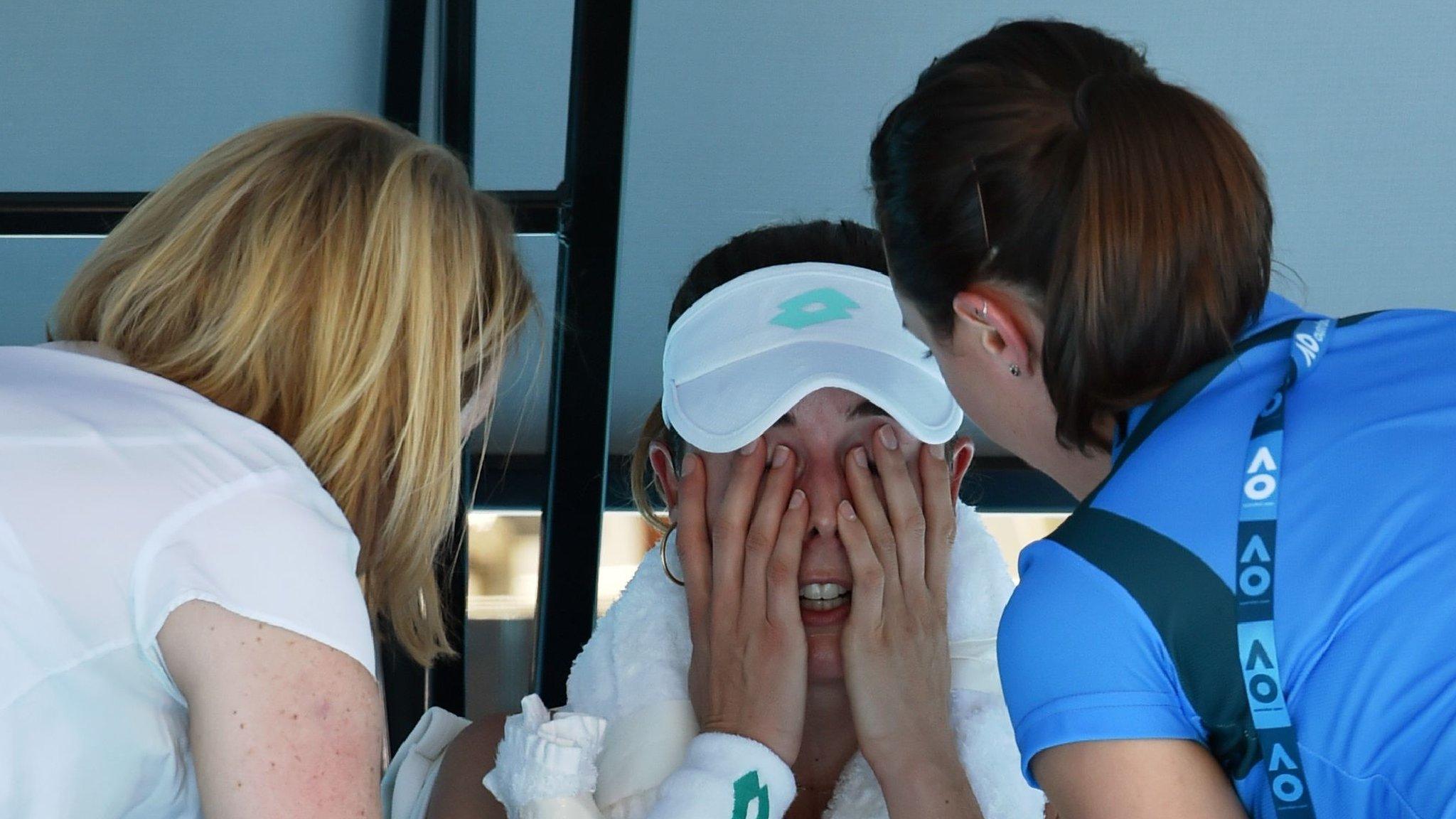 Alize Cornet receives medical attention