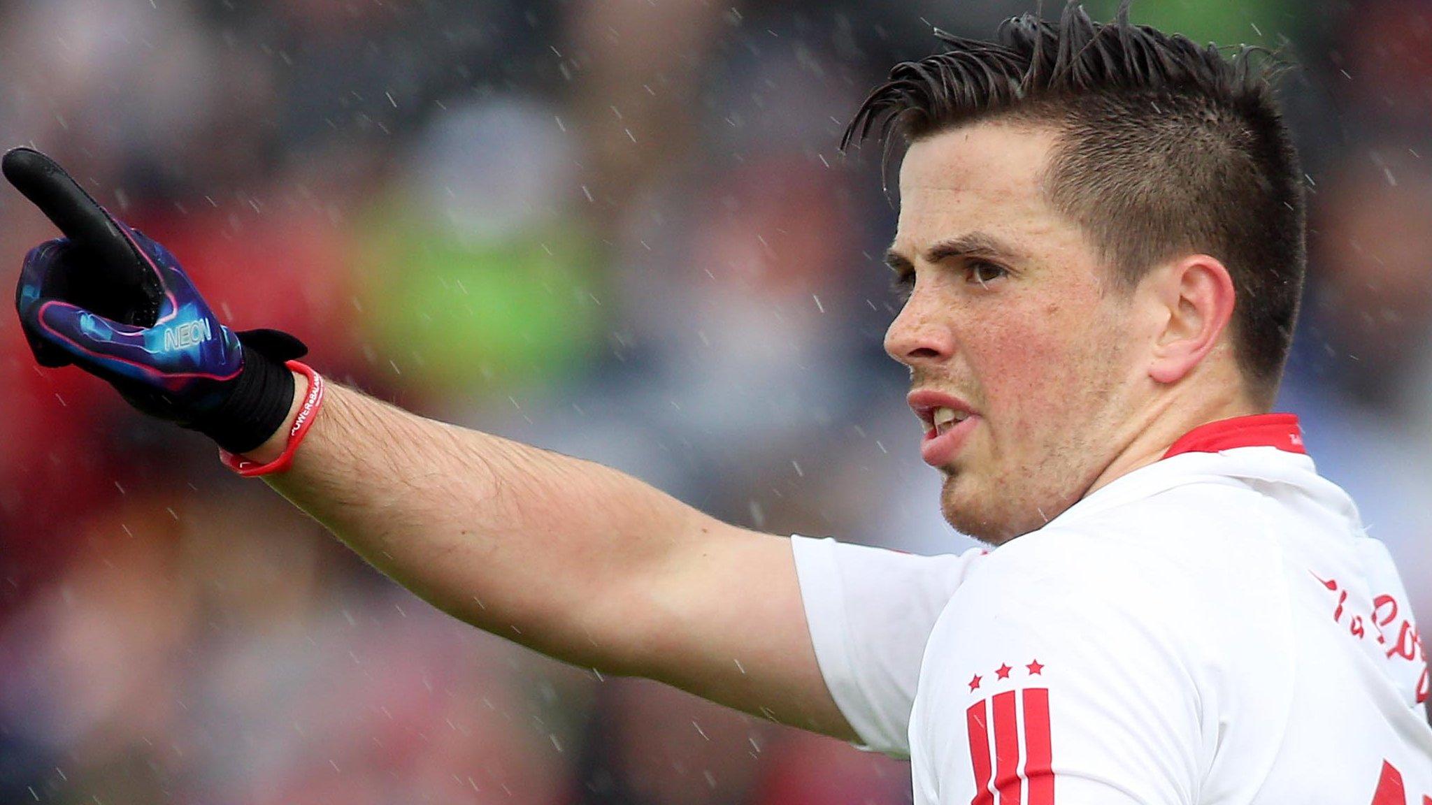 Ronan O'Neill celebrates one of his two goals for TYrone