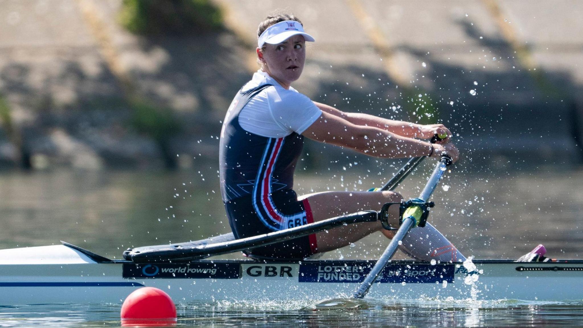 Great Britain's Lauren Henry rowing