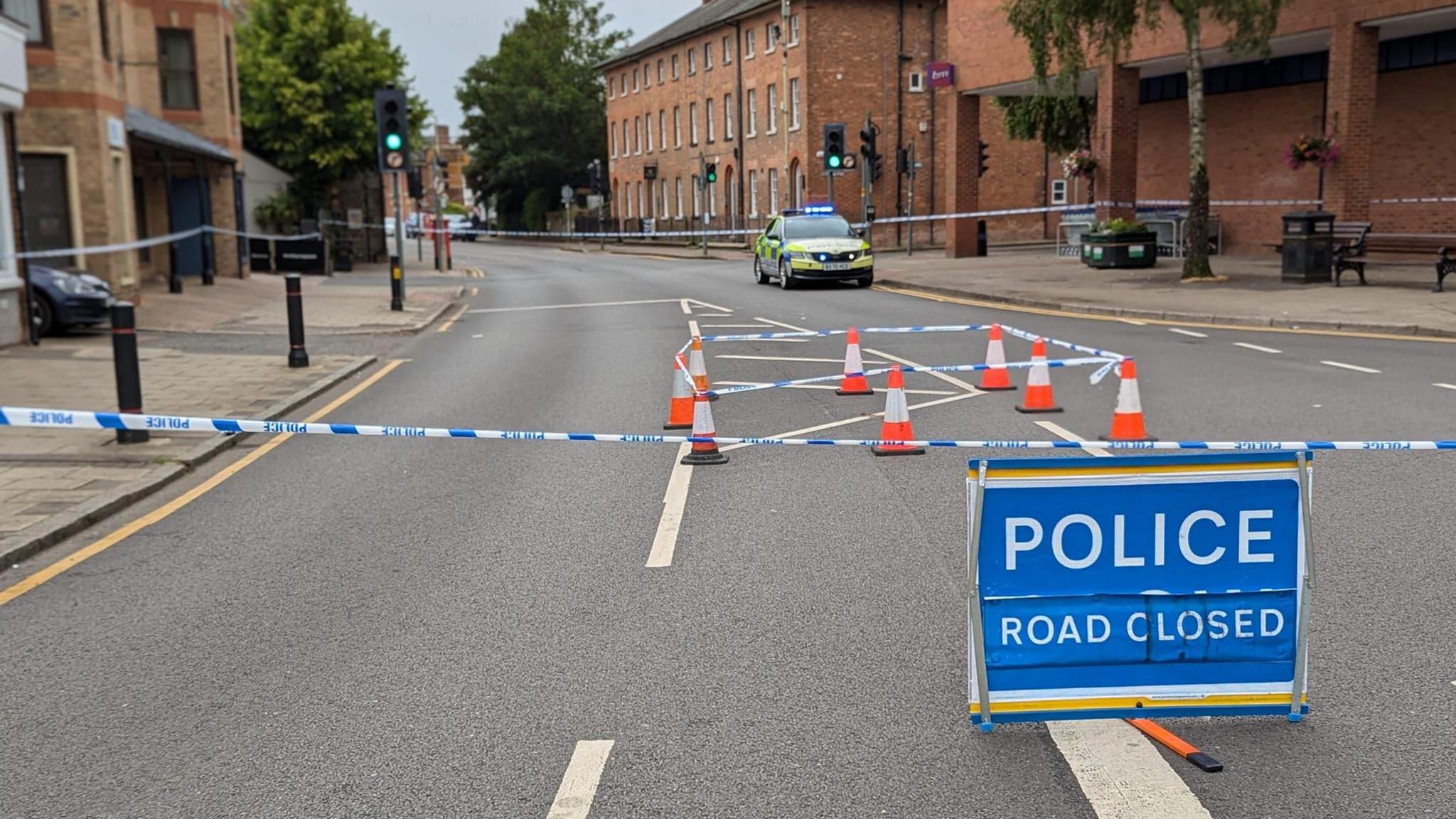 A police cordon in Oakham high street 