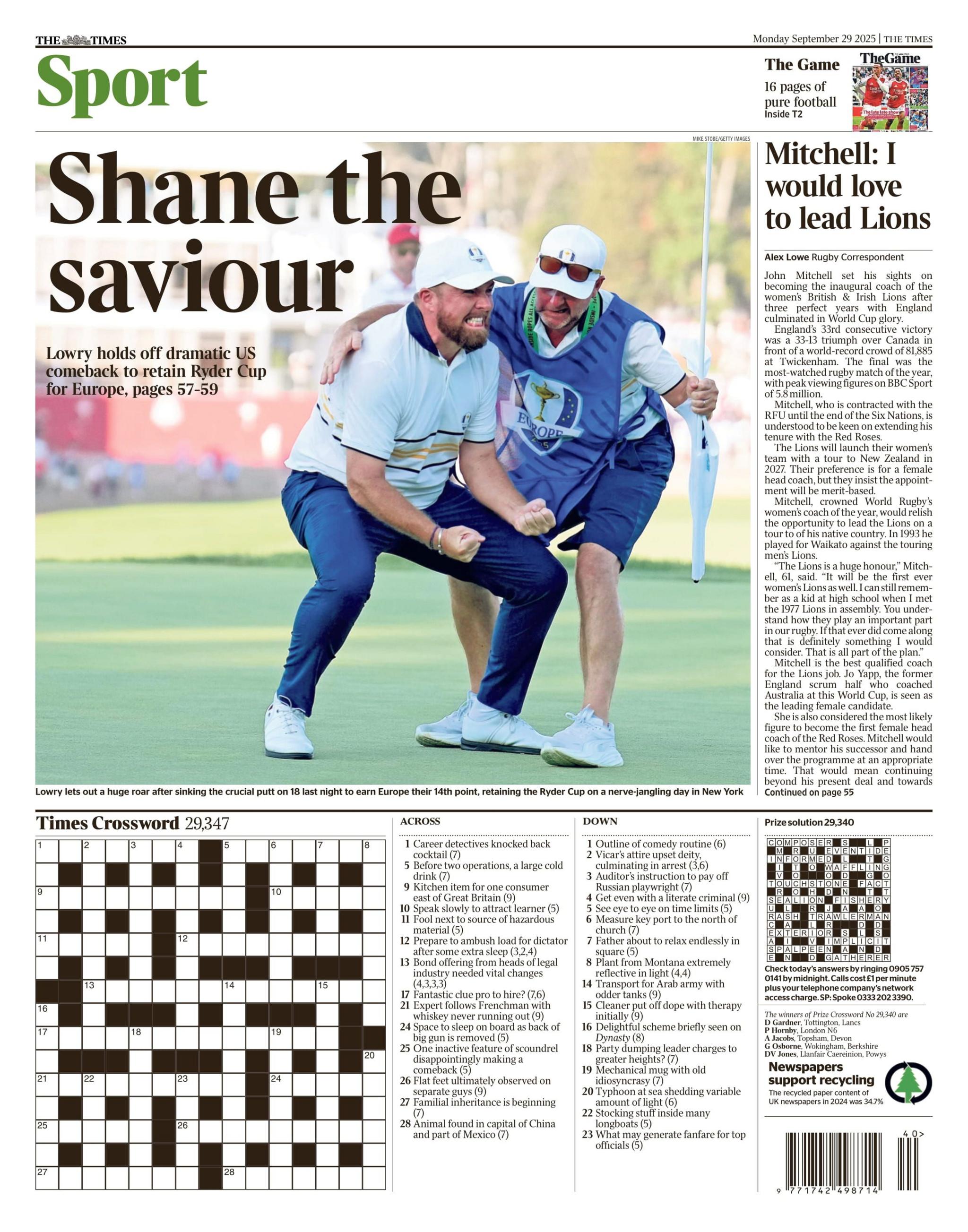 The Times back page