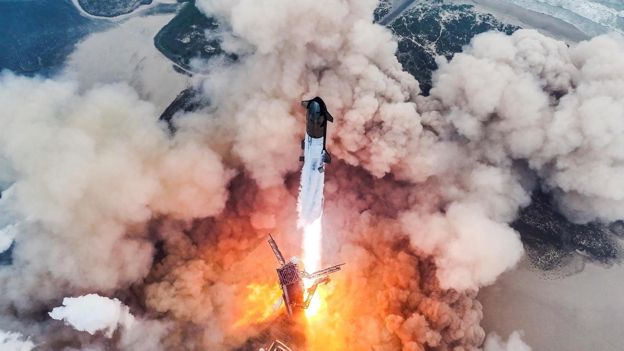 SpaceX Starship launches from near Brownsville, Texas, USA