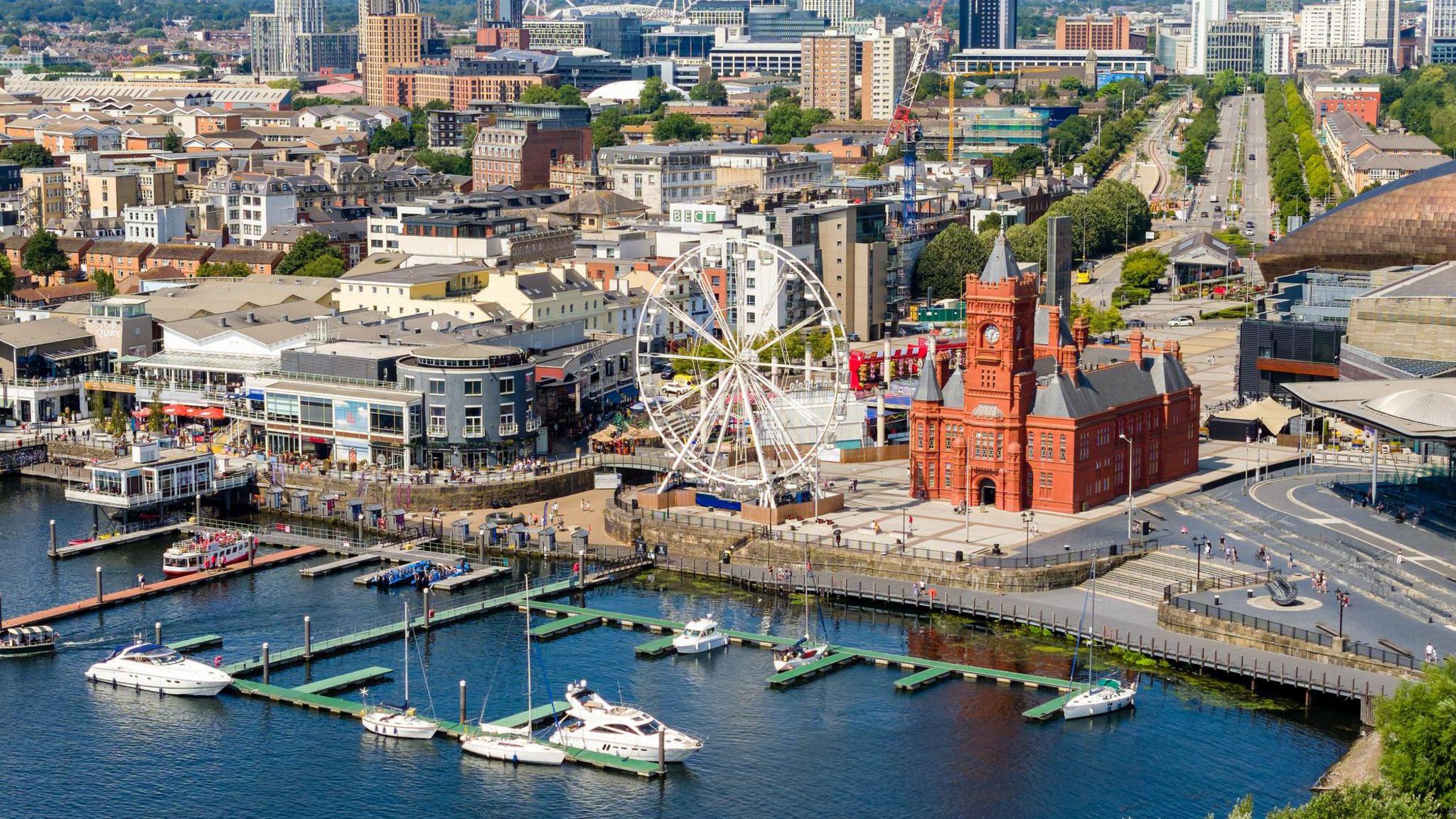 an aerial photograph of Cardiff Bay