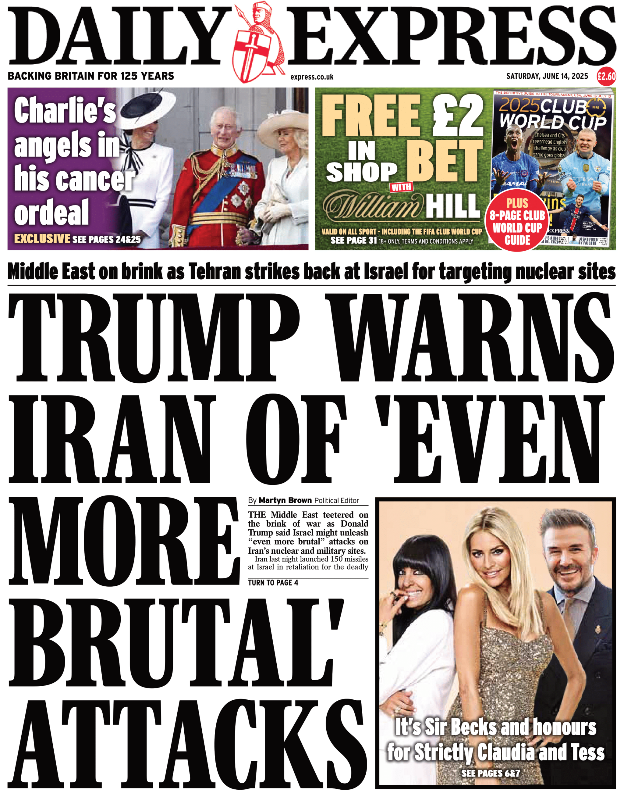 The front page of the Daily Express.