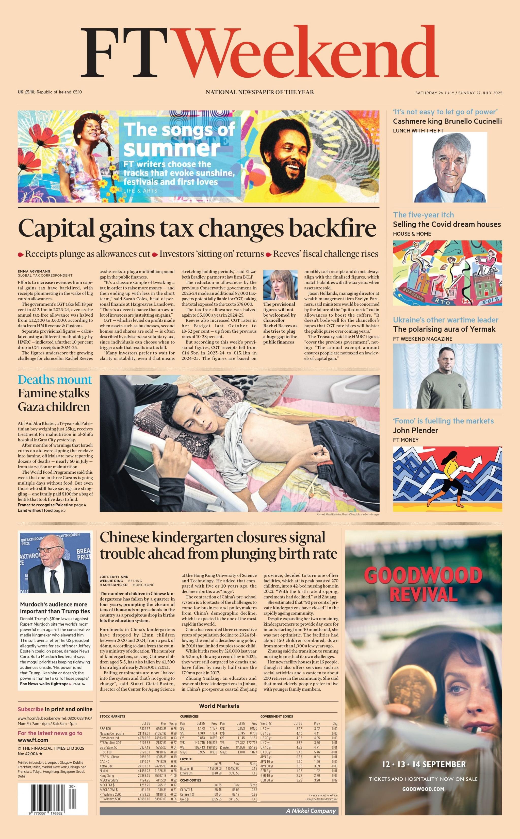 The FT Weekend's front page 