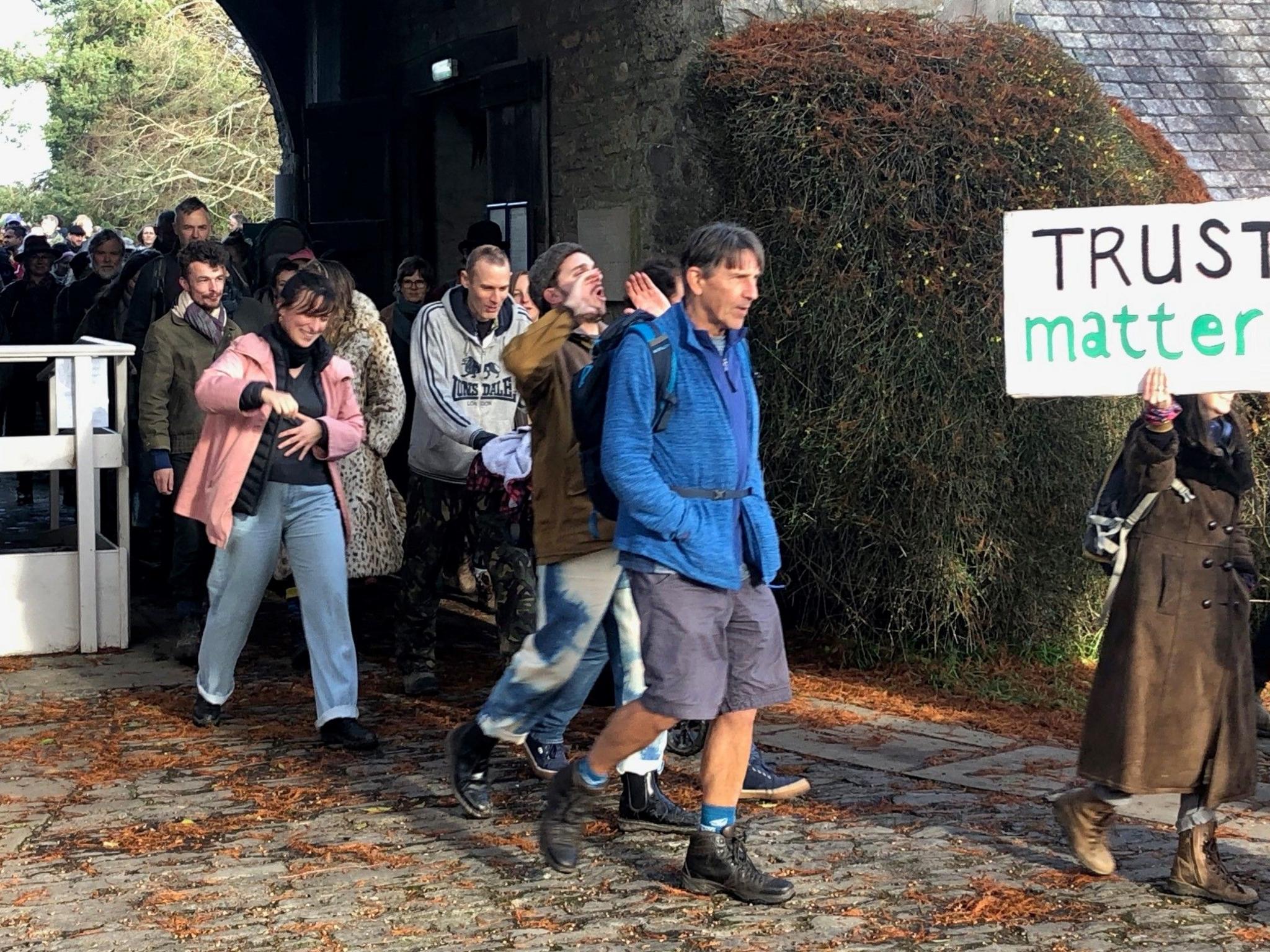 Protesters at Dartington