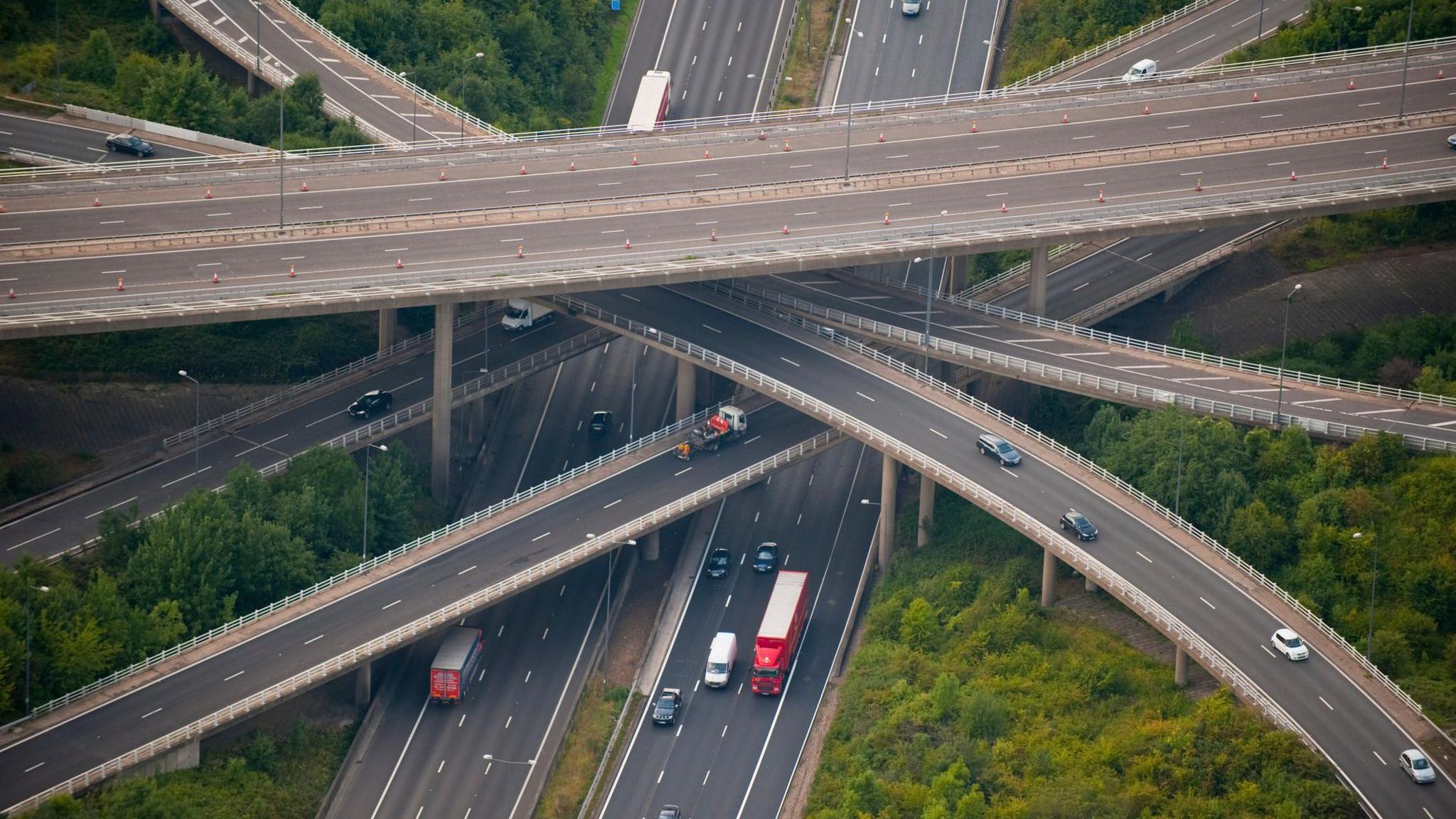 The junction between the M25 and M23 from above