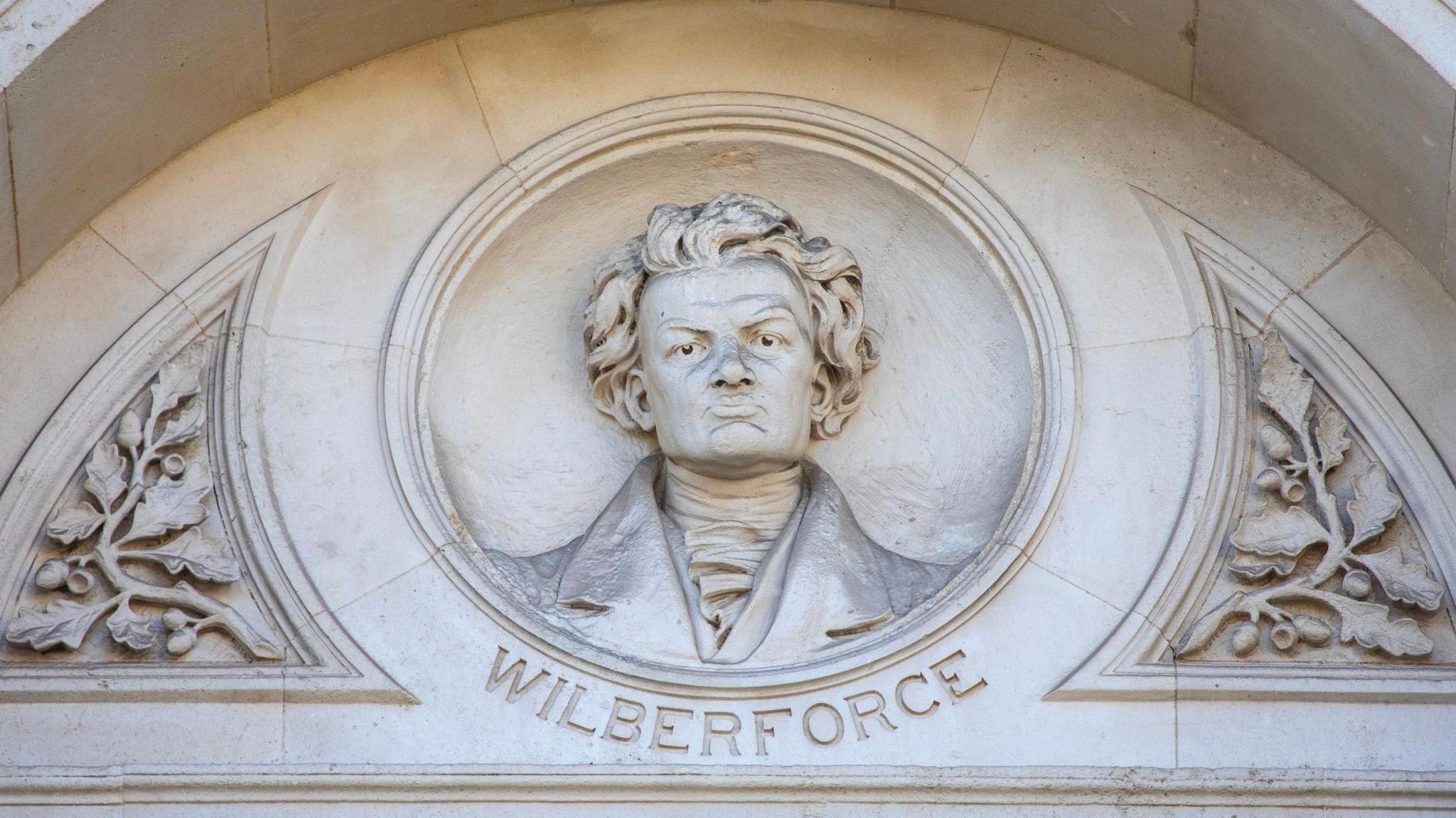Sculpture of William Wilberforce - historic English politician, on the exterior of the Foreign and Commonwealth Office in Westminster