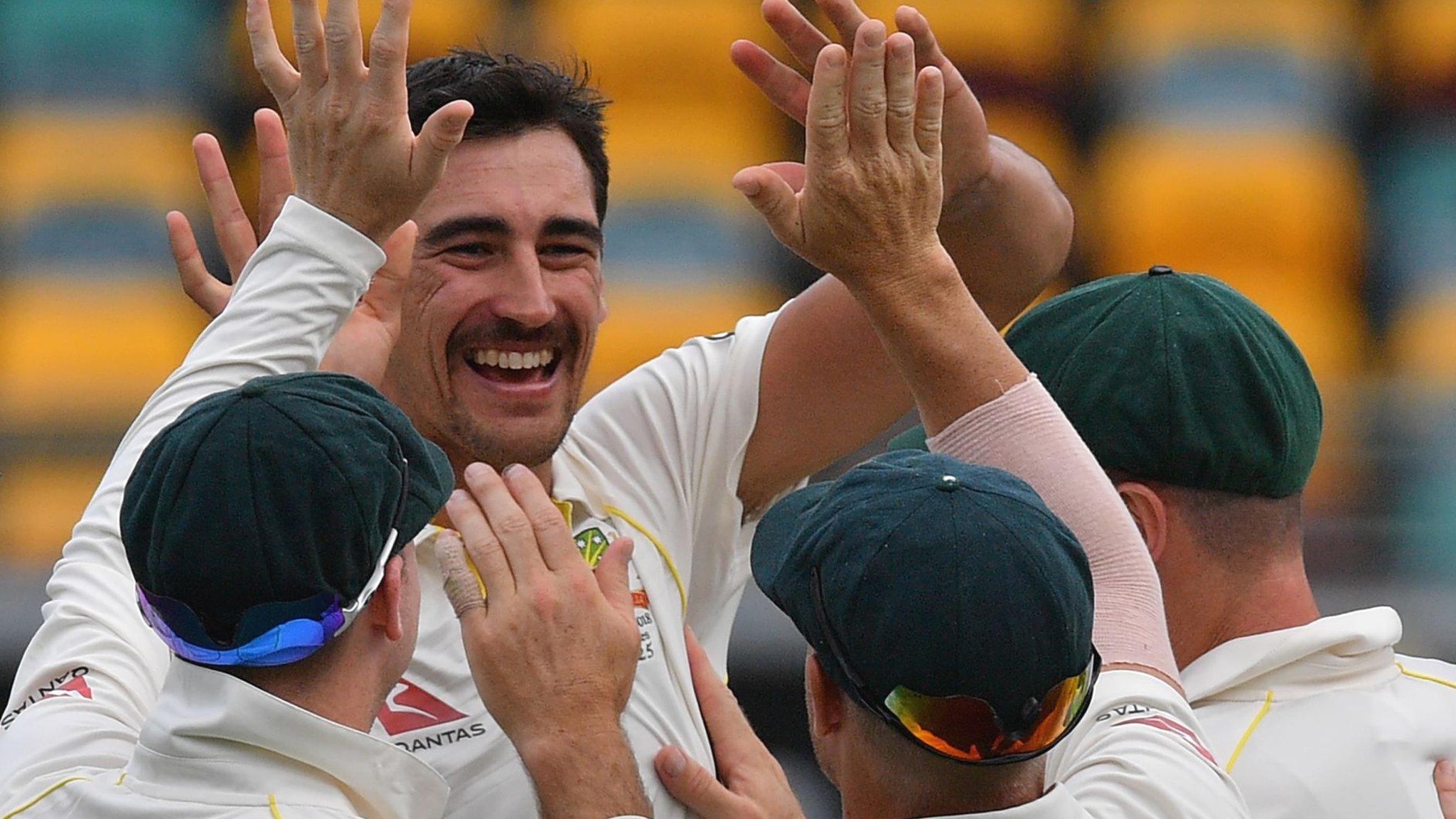 Australia's Mitchell Starc celebrates a wicket