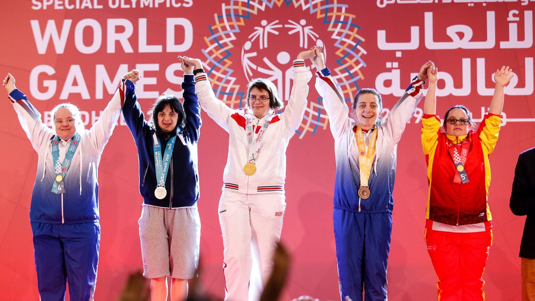 Athletes on the podium at the 2019 Special Olympics World Games