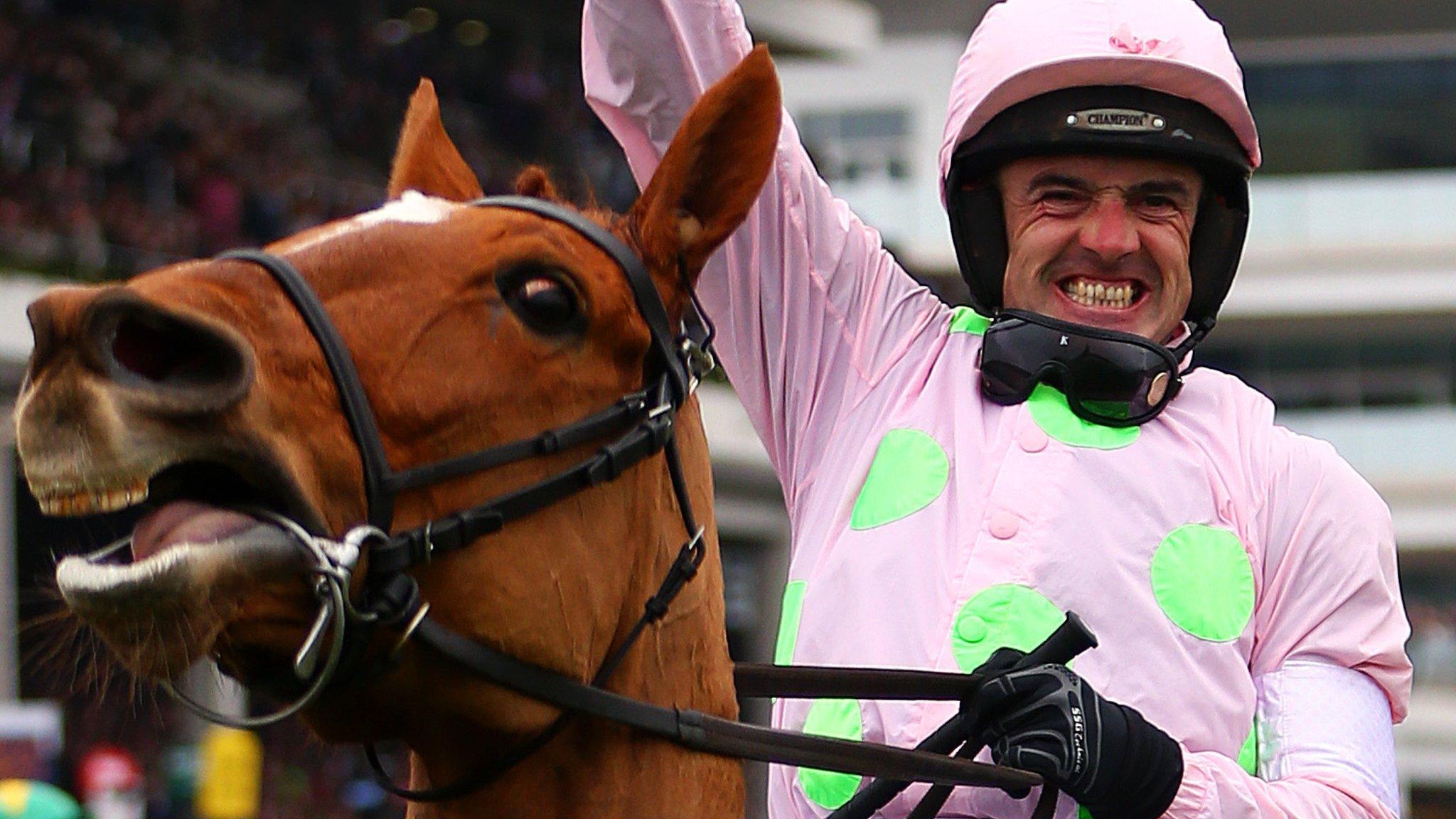 Ruby Walsh celebrates riding Annie Power to victory in the 2016 Champion Hurdle