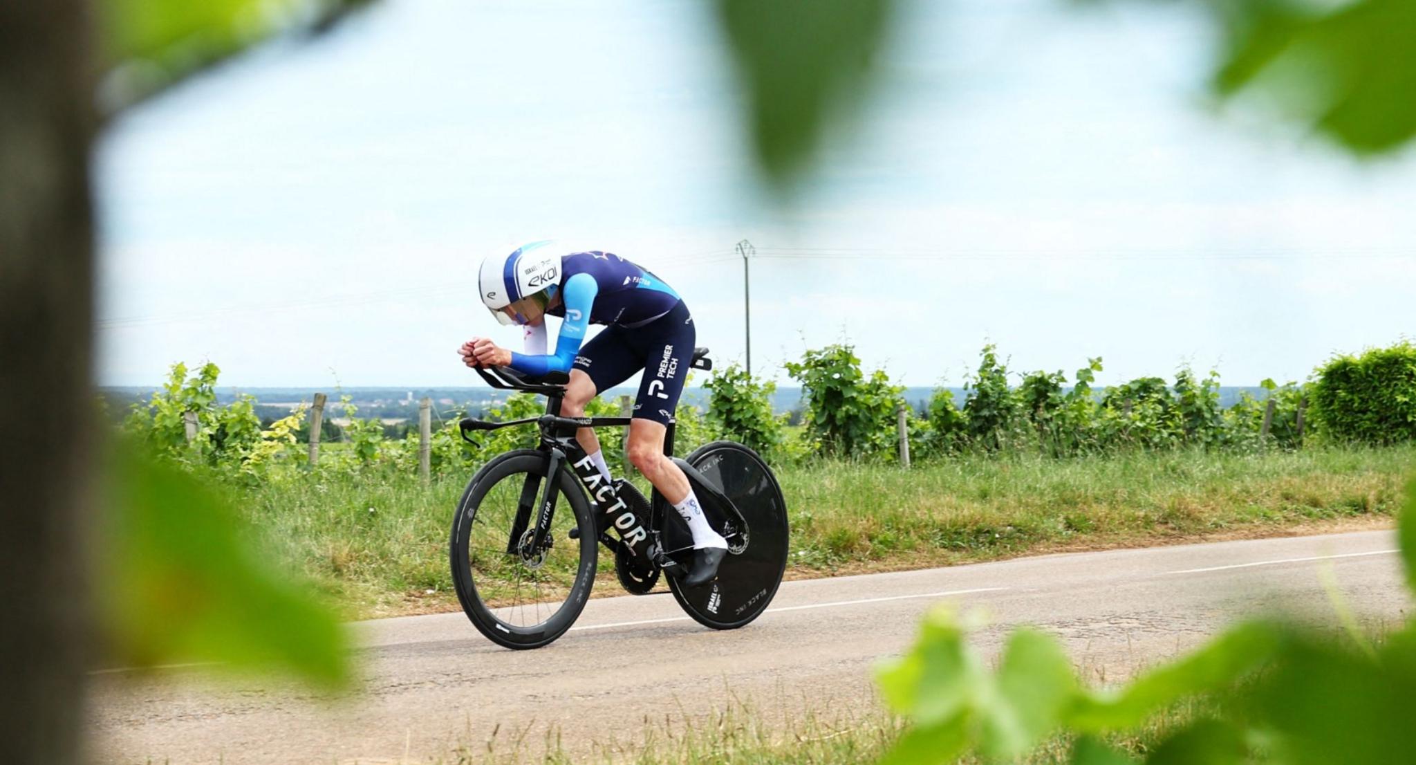 Stephen Williams riding a time trial at the 2024 Tour de France