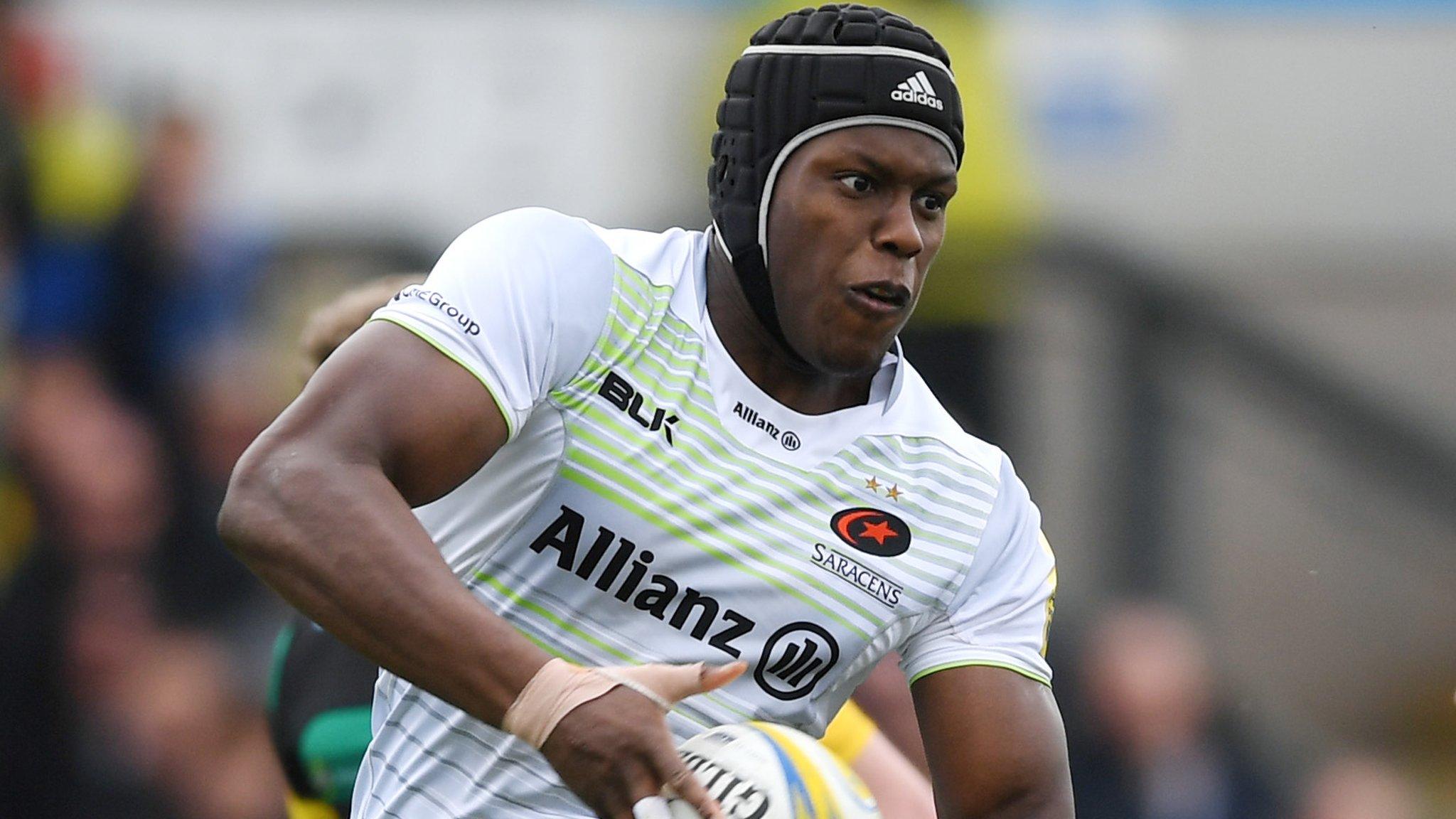 Maro Itoje offloads the ball for Saracens