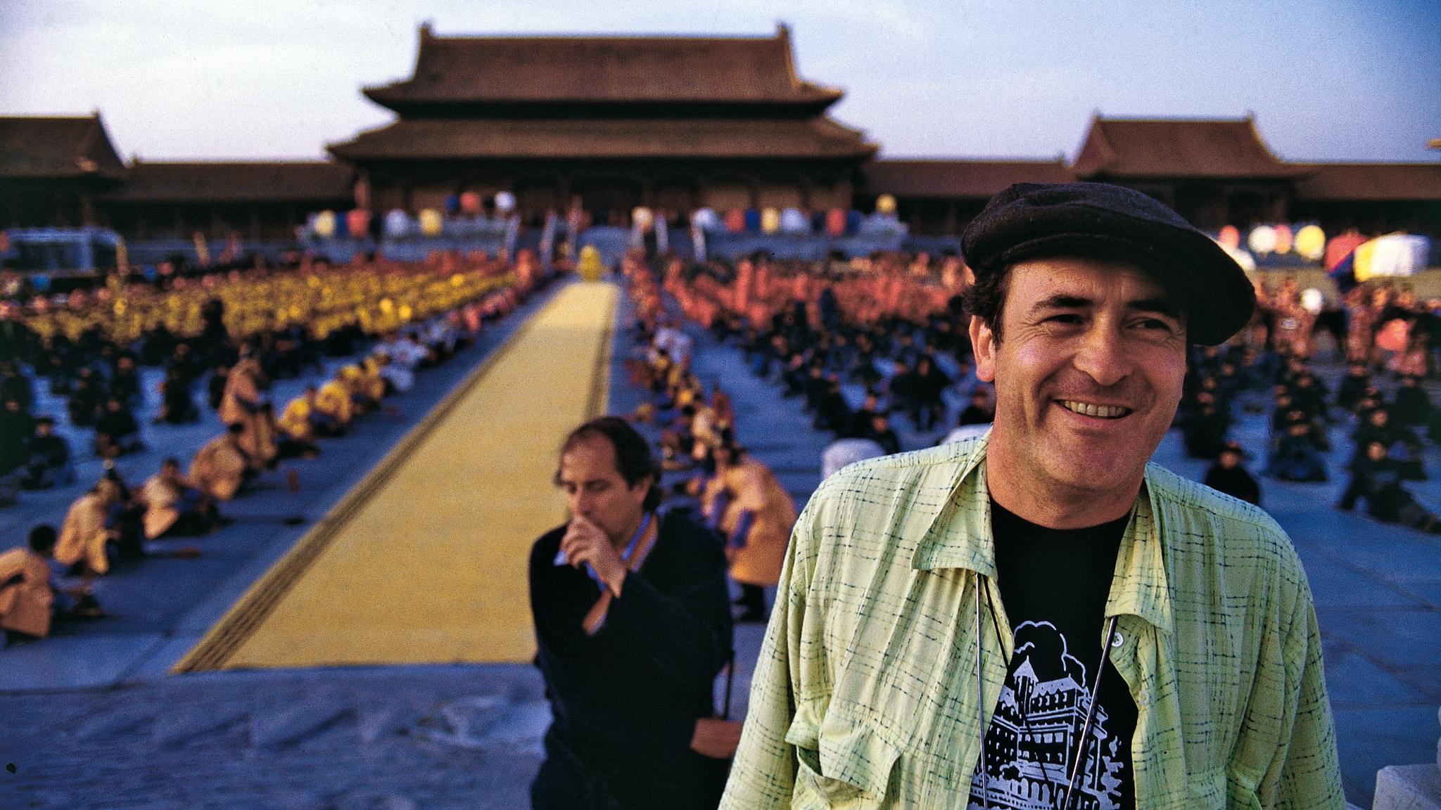 Bernardo Bertolucci on the set of The Last Emperor