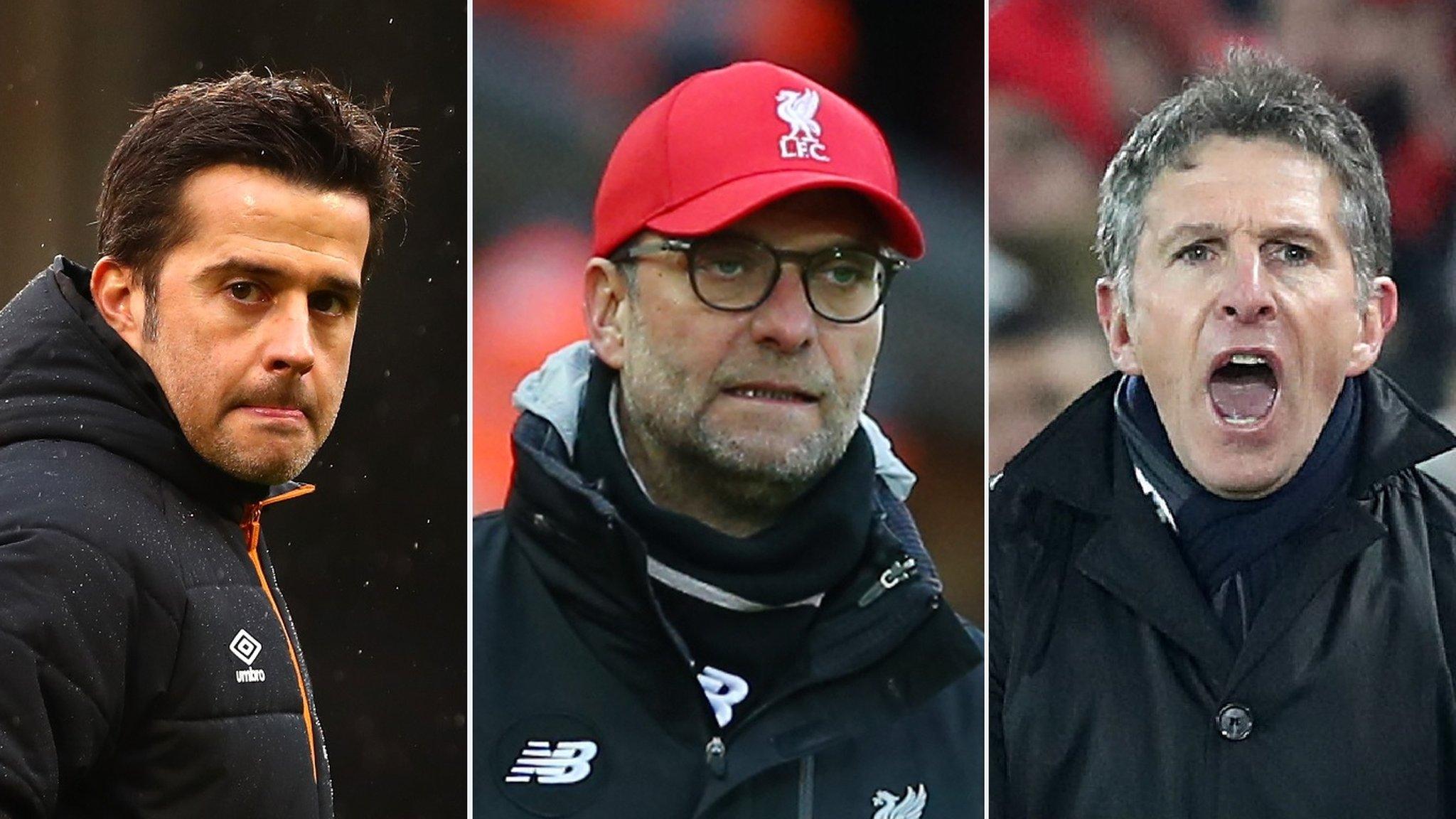 Marco Silva, Jurgen Klopp and Claude Puel