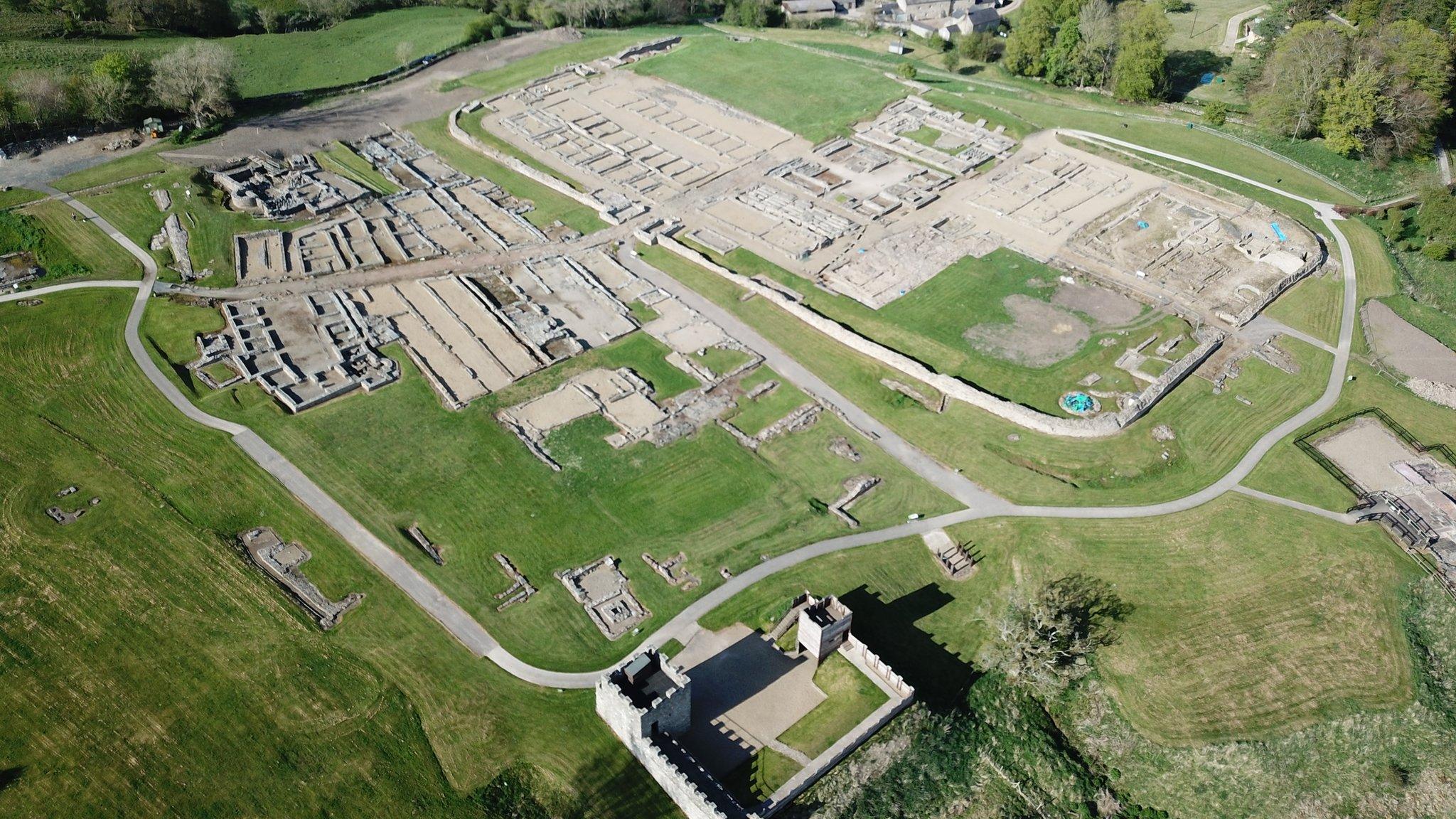 Aerial view of Vindolanda on Hadrian's Wall