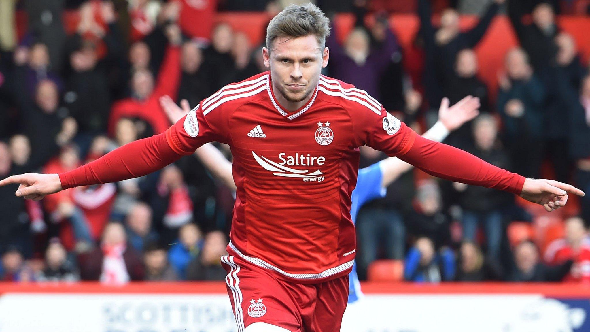 Simon Church celebrates his goal against St Johnstone