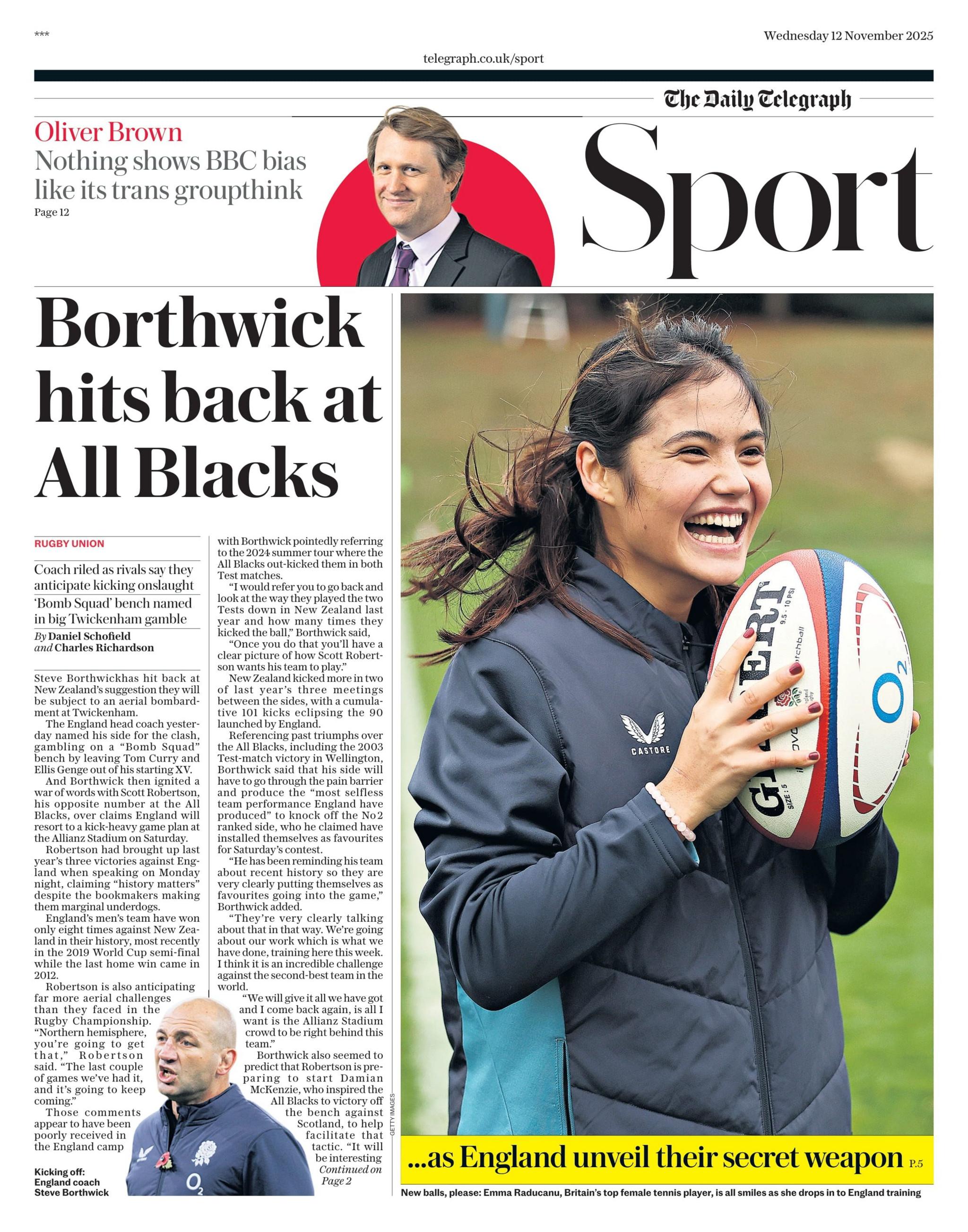 Back page of the Daily Telegraph