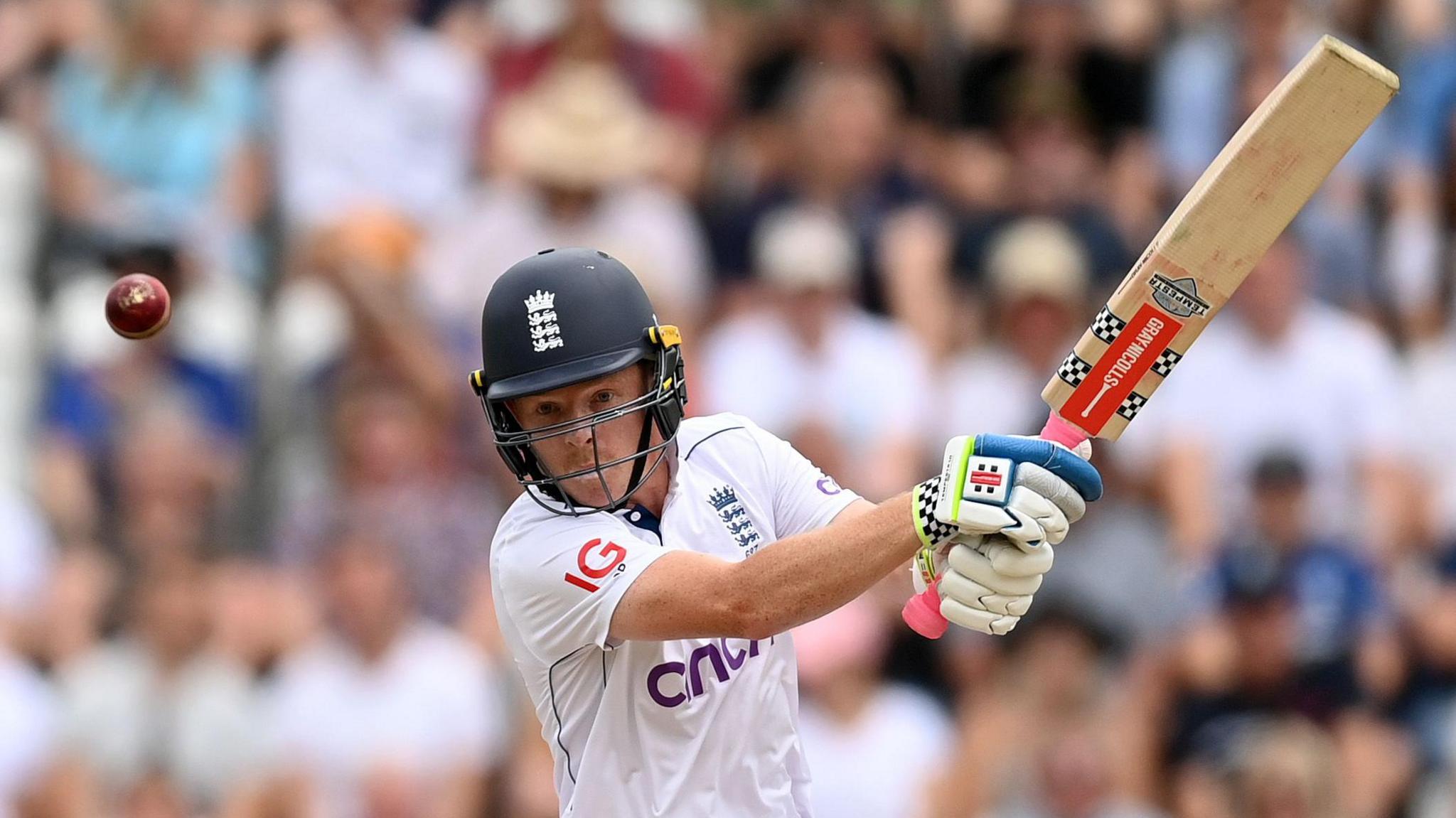 England batter Ollie Pope hits out in the second Test against West Indies