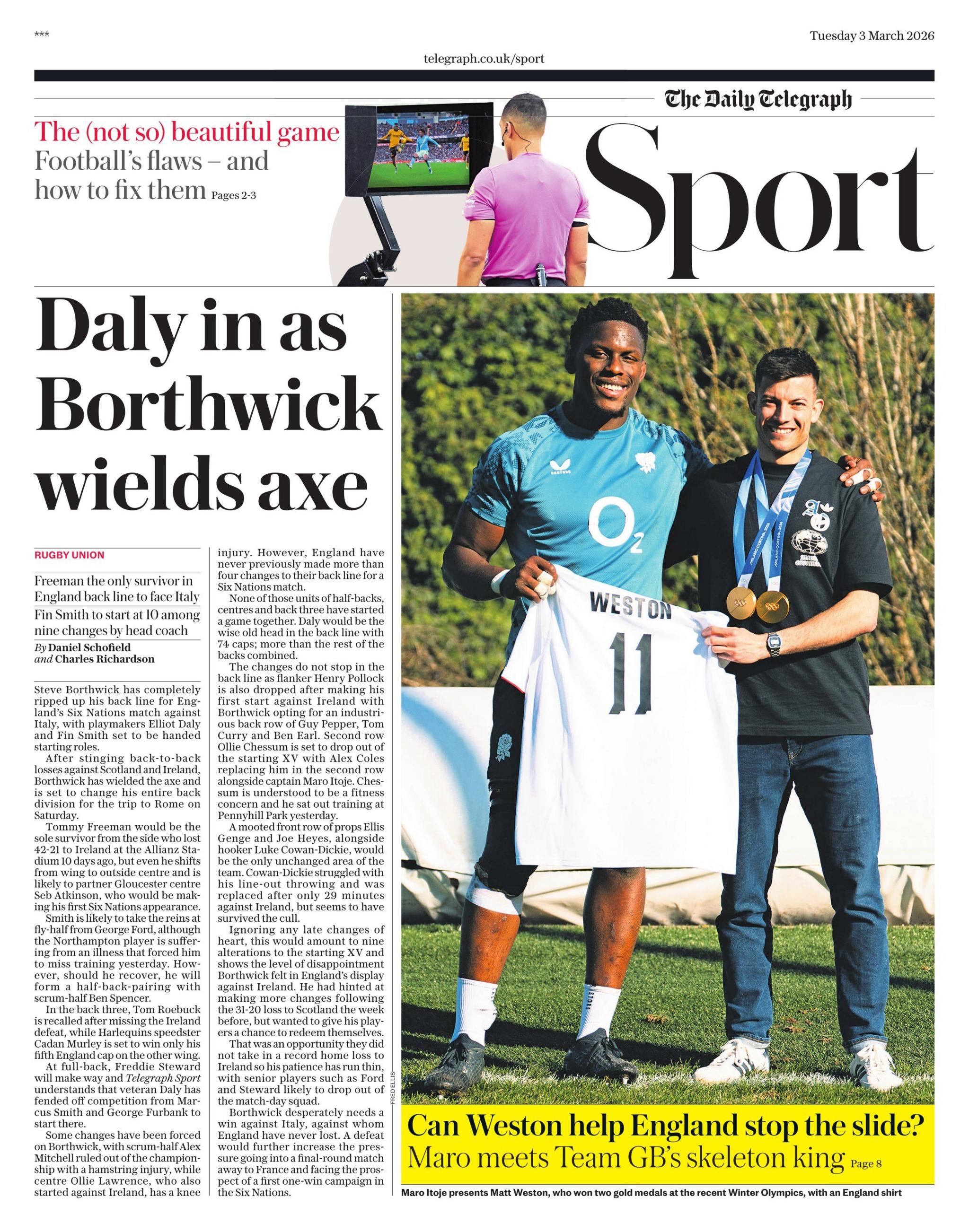 Daily Telegraph sports section