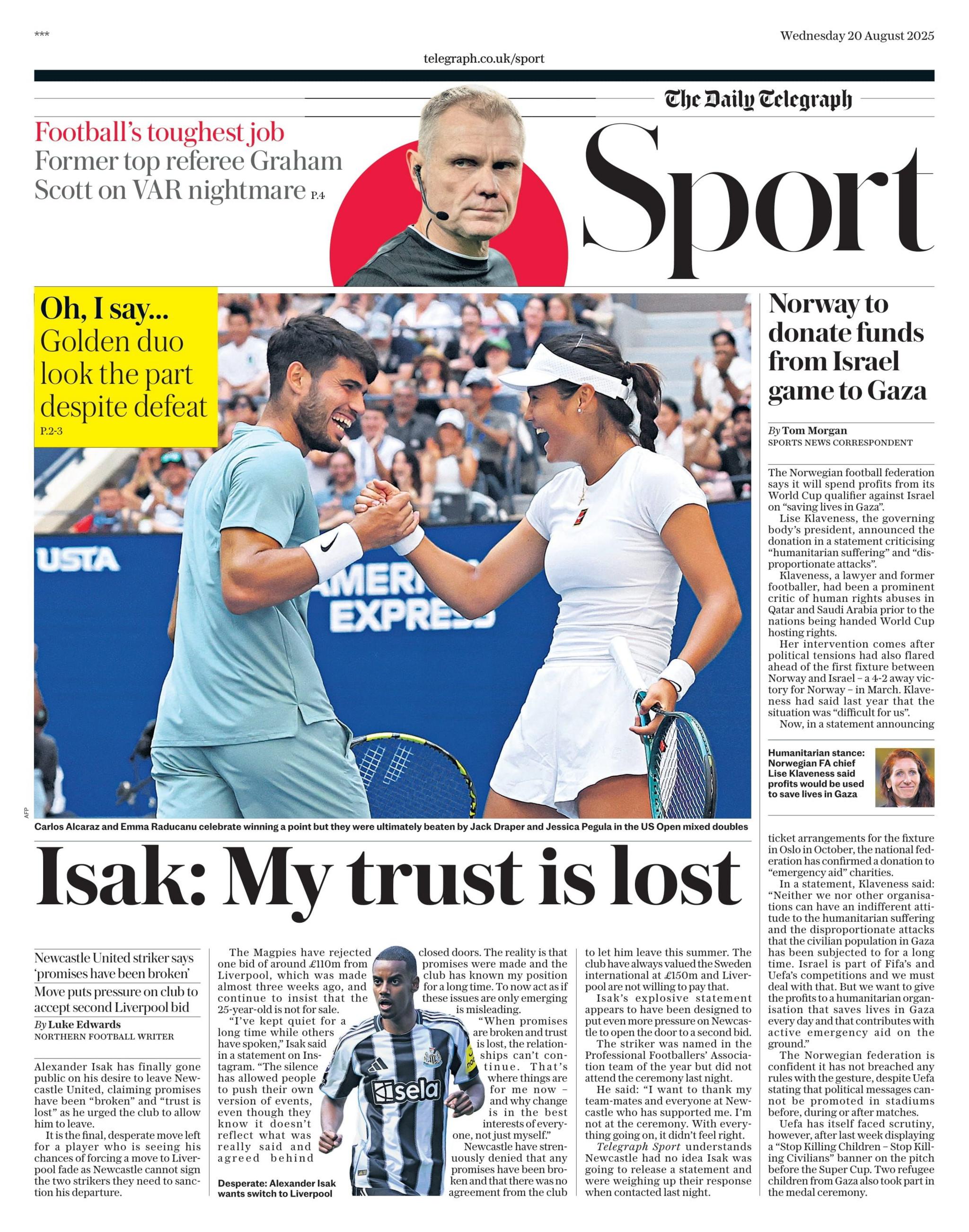 Daily Telegraph sports section