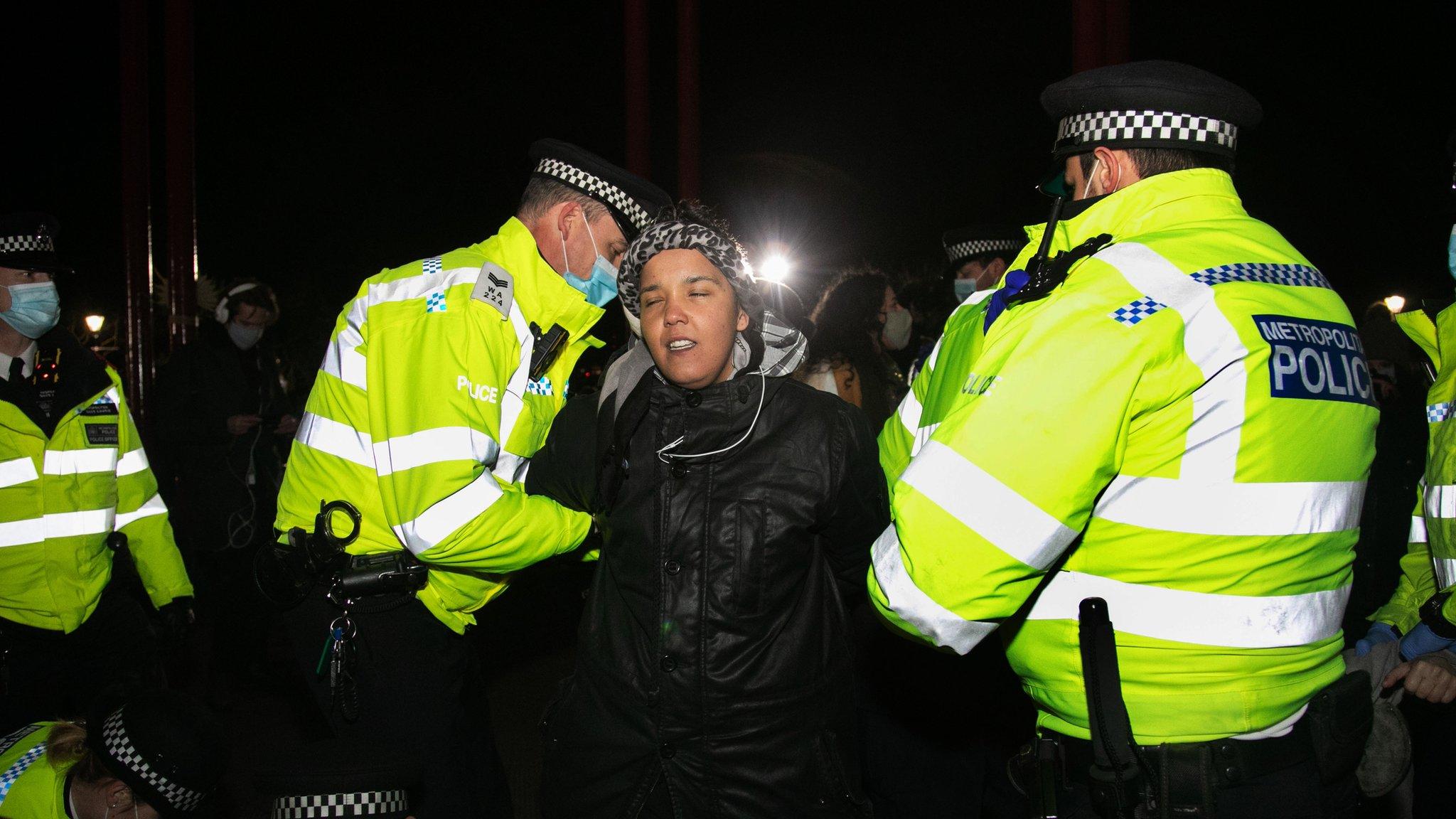 Jade Cherelle Chambers is arrested by police during Saturday's vigil