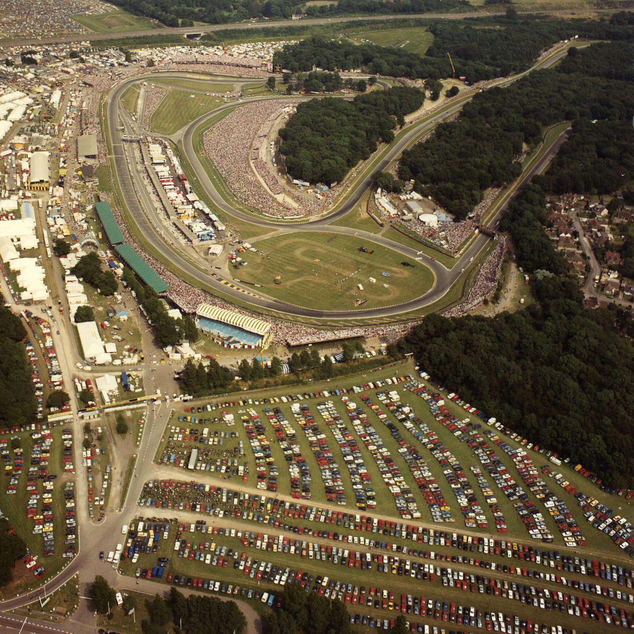 An aerial view of Brands Hatch from 1970