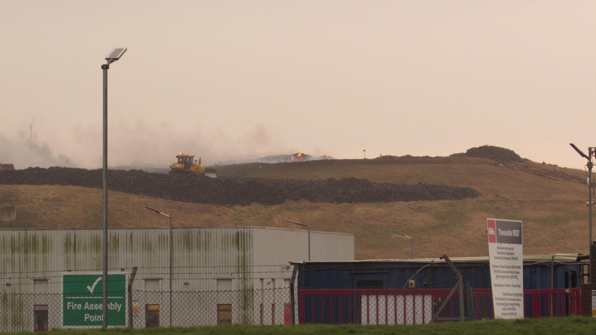 Fire burns at landfill site in Hartlepool