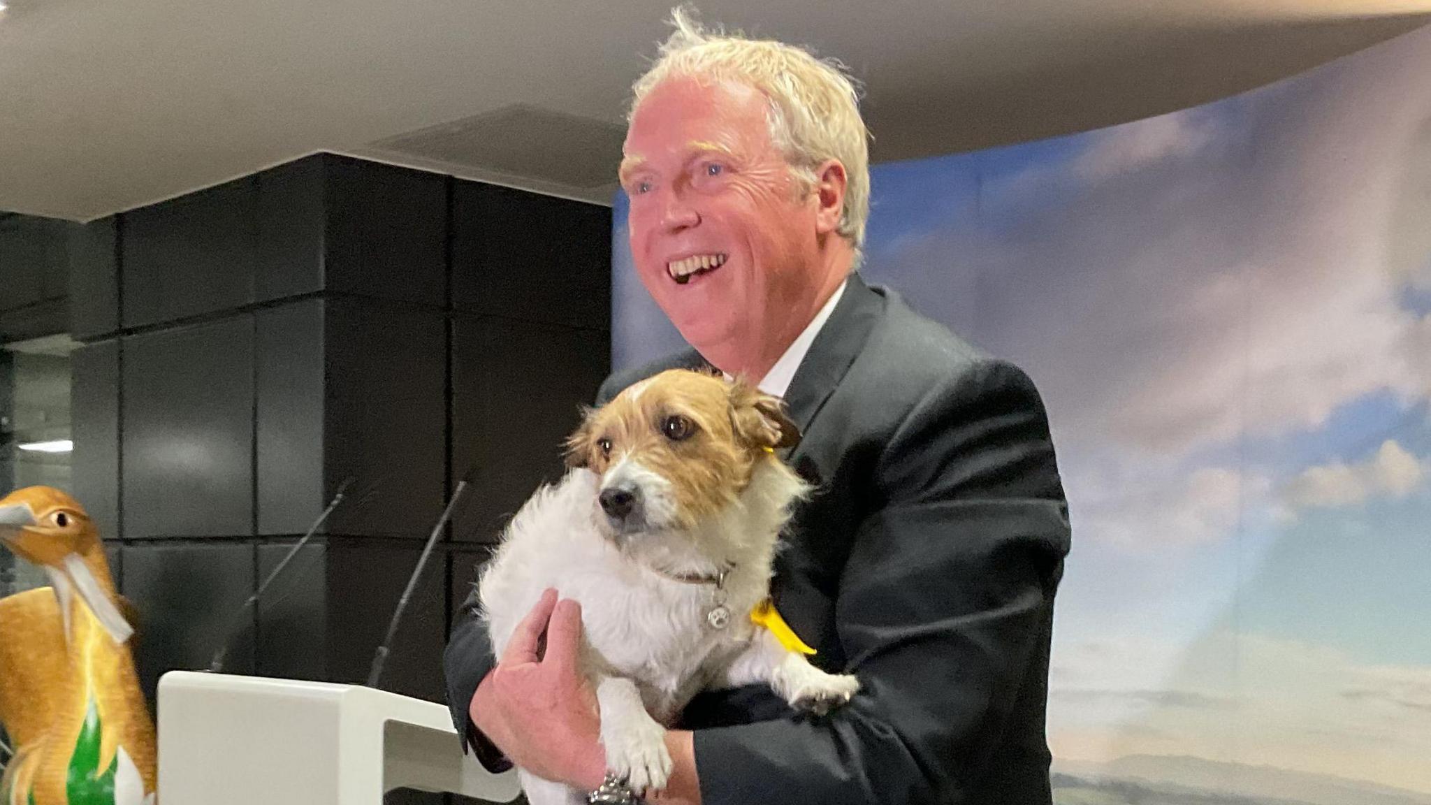 Brian Mathew with his dog Heidi