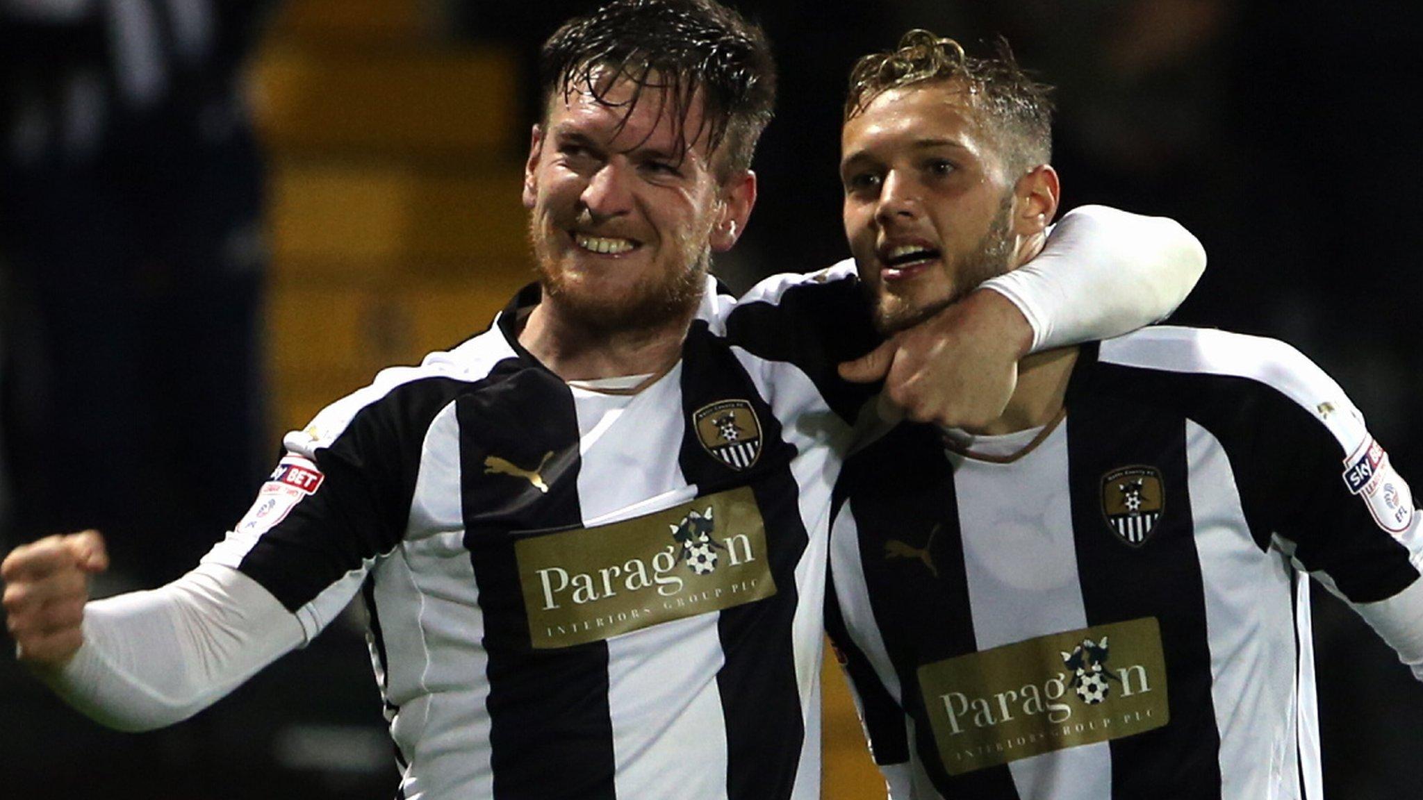 Notts County celebrate their fourth goal against Bristol Rovers