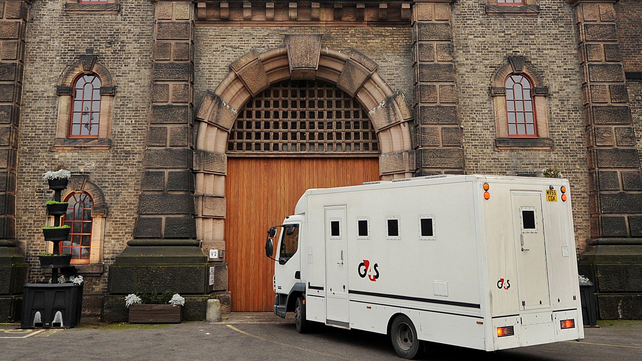 A prison van heads into Wandsworth Prison, South London