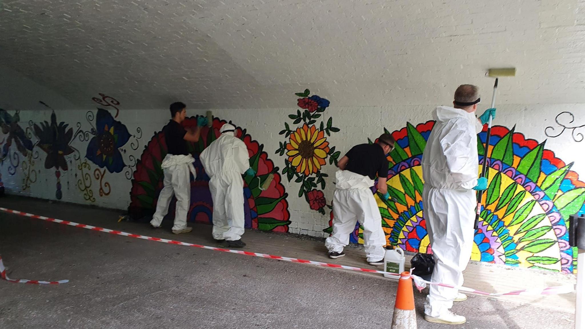 Painting under the canal bridge