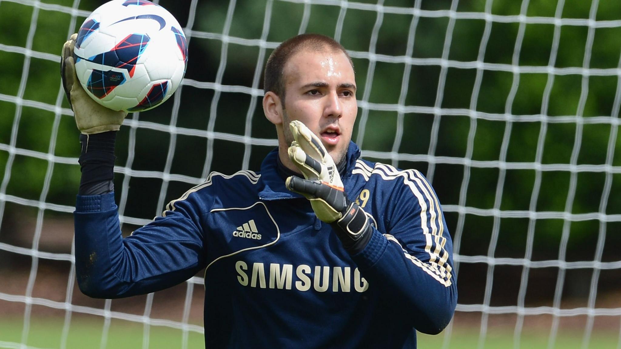 Matej Delac training with Chelsea at the Cobham training ground in 2012.