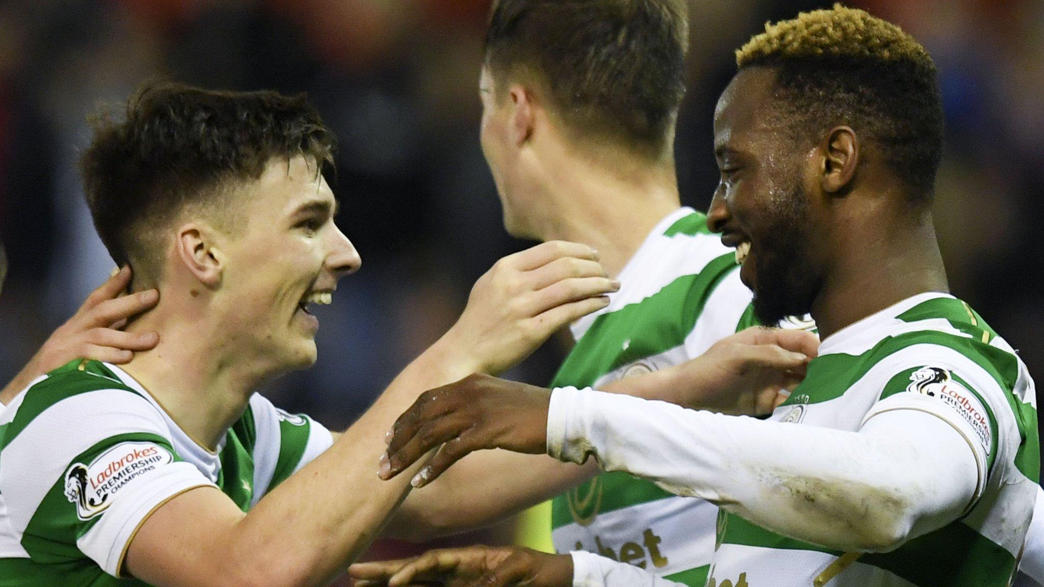 Celtic scorers Kieran Tierney and Moussa Dembele