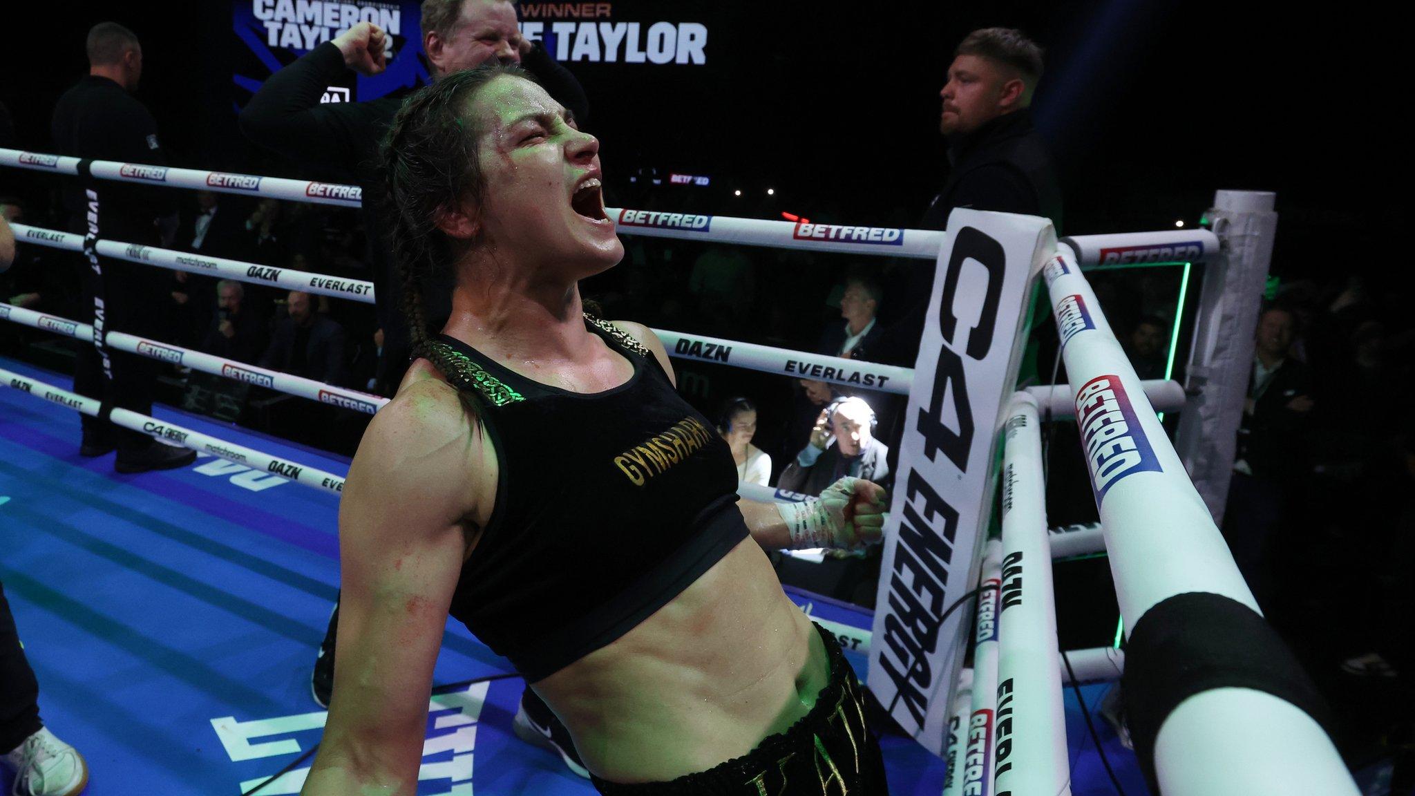 Katie Taylor celebrates