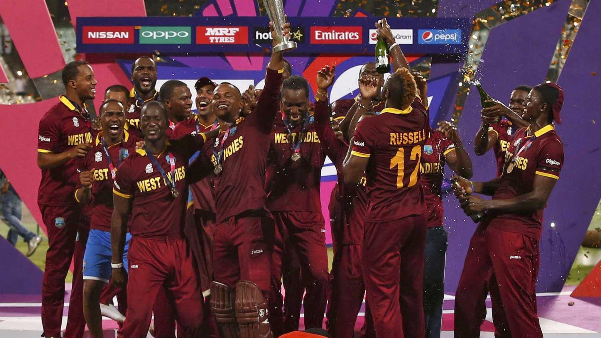 West Indies players celebrate